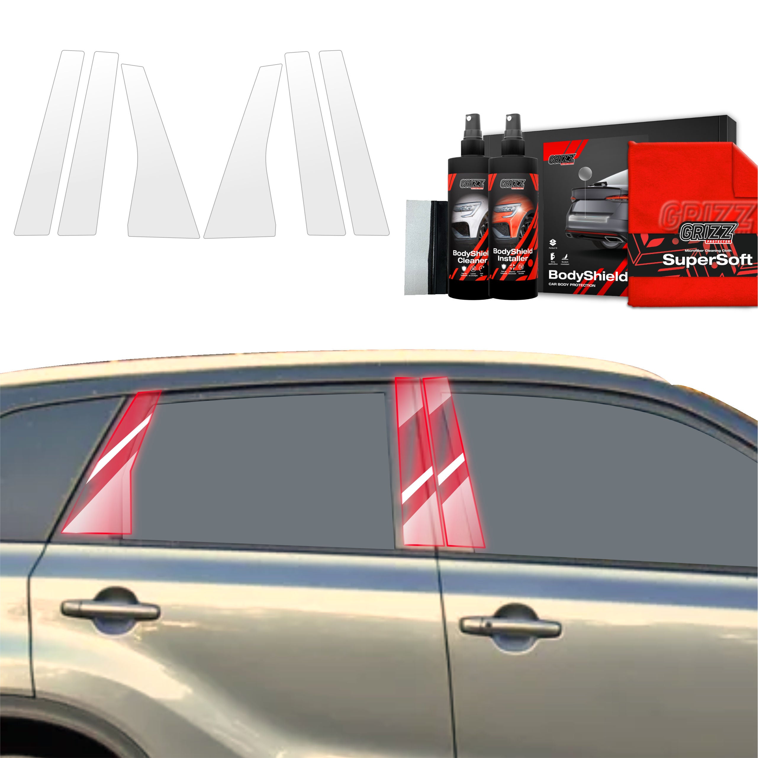 6in1 Schutzfolie Grizz Protector für B-C-Säule - Suzuki Vitara Facelift (2024-2026)