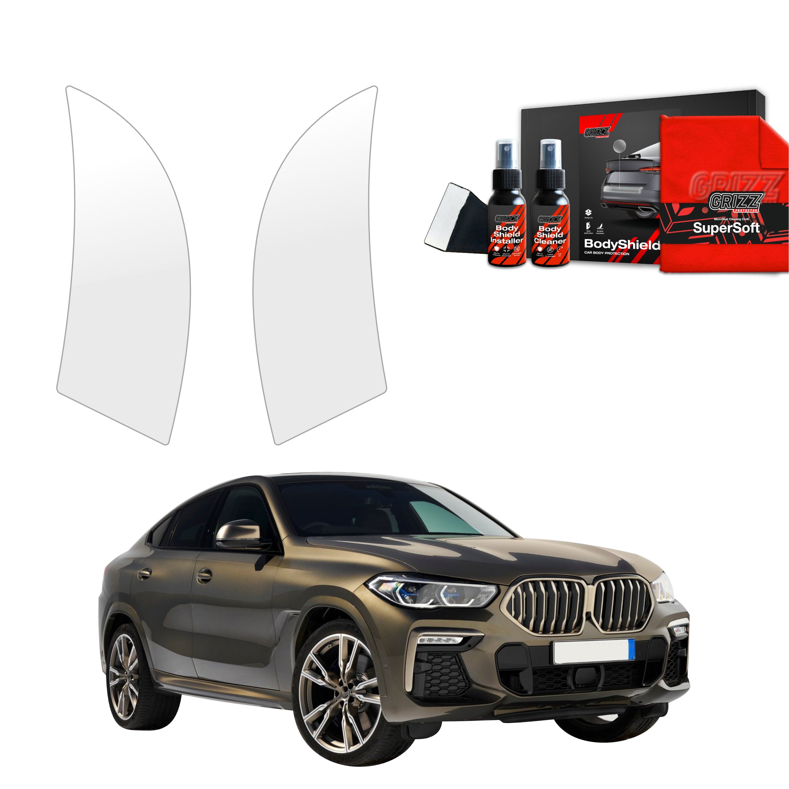 2in1 Schutzfolie Grizz Protector für hinteren & vorderen Seitenschwelle - BMW X6M (2019-2023)