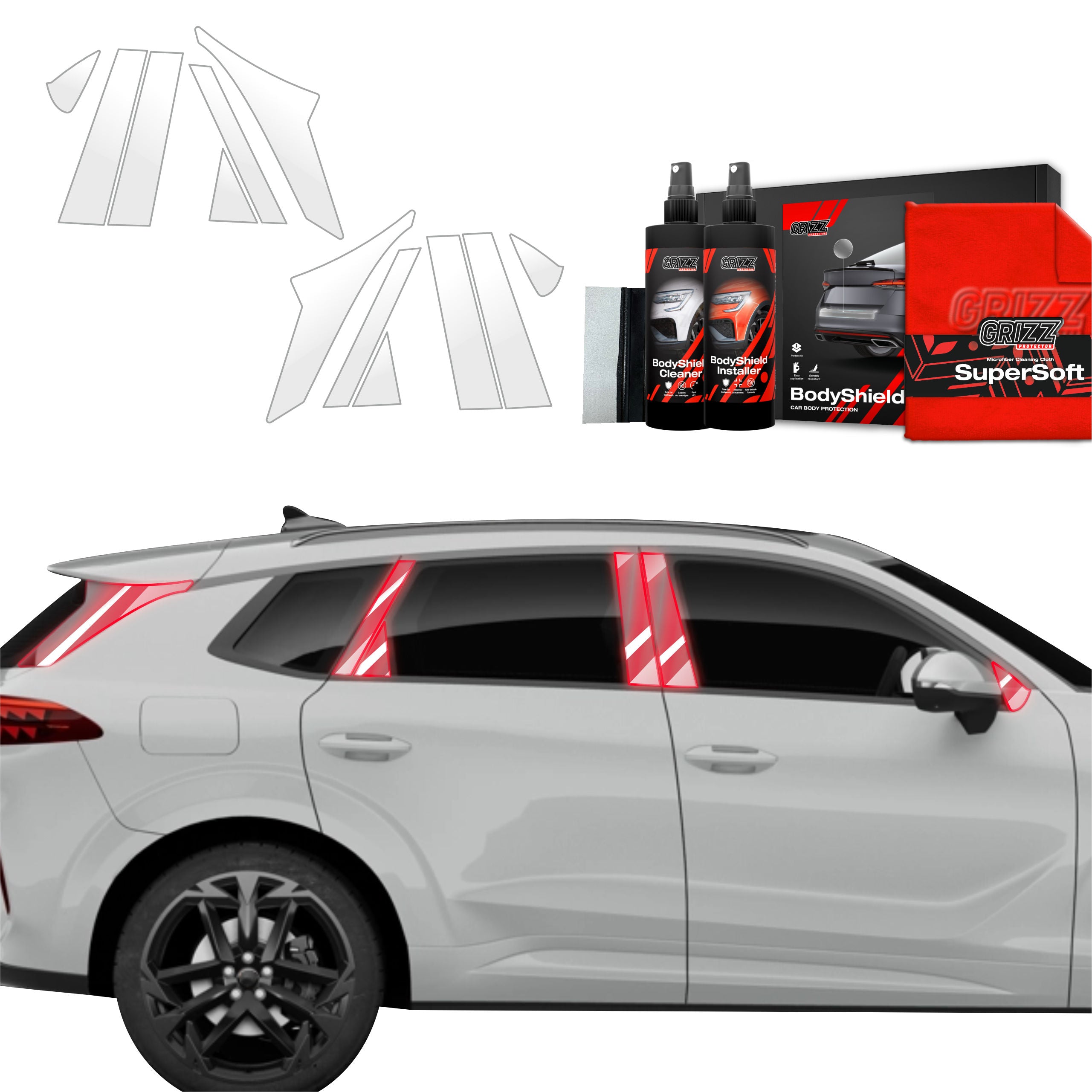 12in1 Schutzfolie Grizz Protector für A-B-C-Säule - Cupra Terramar (2024-2026)