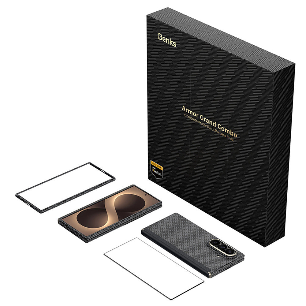 Aramid-Hülle für Samsung Galaxy Z Fold 8 Ultra, Benks Magnetic Armor Grid Air Grand Combo MagSafe, Schwarz (15/15)