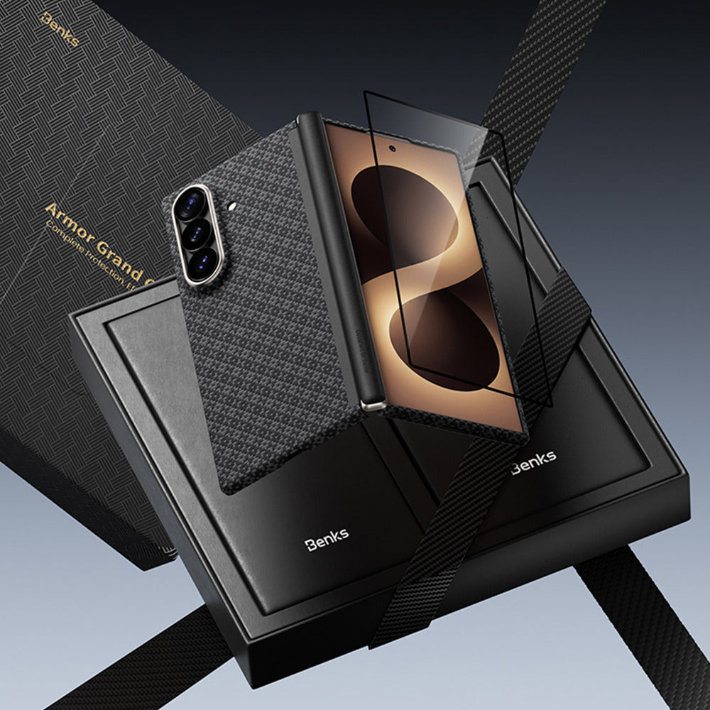 Aramid-Hülle für Samsung Galaxy Z Fold 8 Ultra, Benks Magnetic Armor Grid Air Grand Combo MagSafe, Schwarz (6/15)