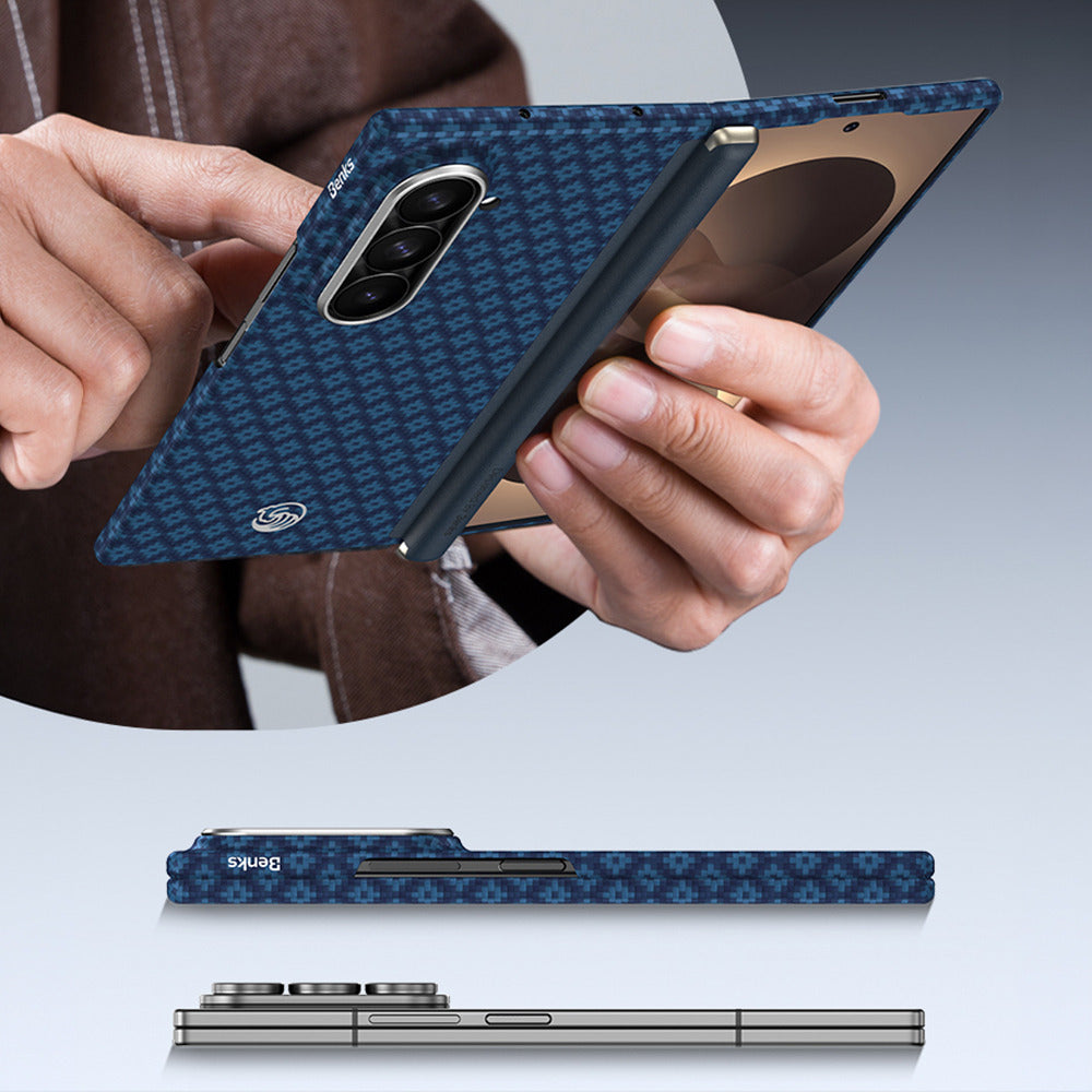 Aramid-Hülle für Samsung Galaxy Z Fold 8 Ultra, Benks Magnetic Armor Grid Air Grand Combo MagSafe, Blau (10/15)