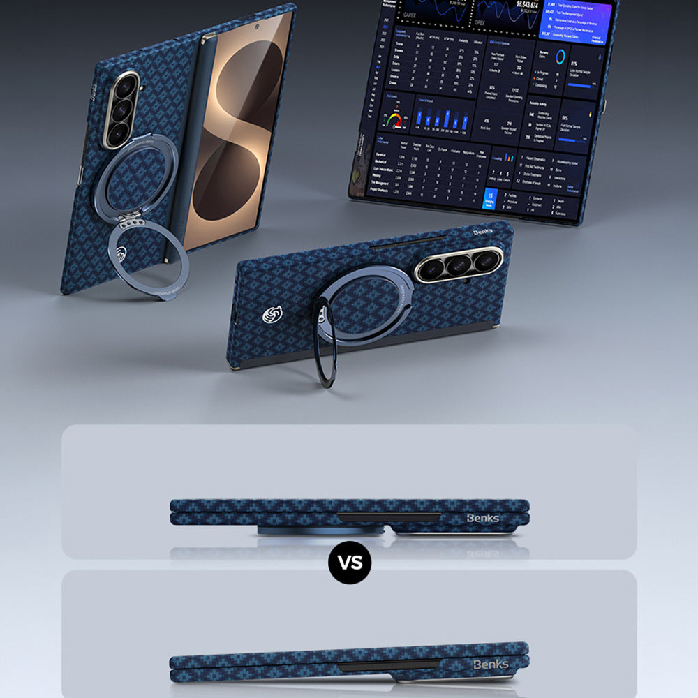 Aramid-Hülle für Samsung Galaxy Z Fold 8 Ultra, Benks Magnetic Armor Grid Air Grand Combo MagSafe, Blau (12/15)