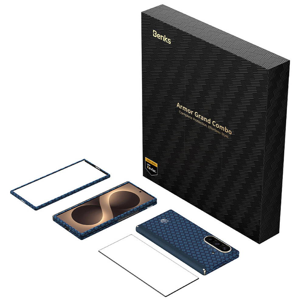 Aramid-Hülle für Samsung Galaxy Z Fold 8 Ultra, Benks Magnetic Armor Grid Air Grand Combo MagSafe, Blau (15/15)