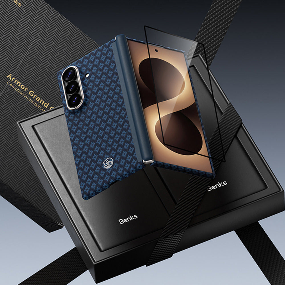 Aramid-Hülle für Samsung Galaxy Z Fold 8 Ultra, Benks Magnetic Armor Grid Air Grand Combo MagSafe, Blau (6/15)