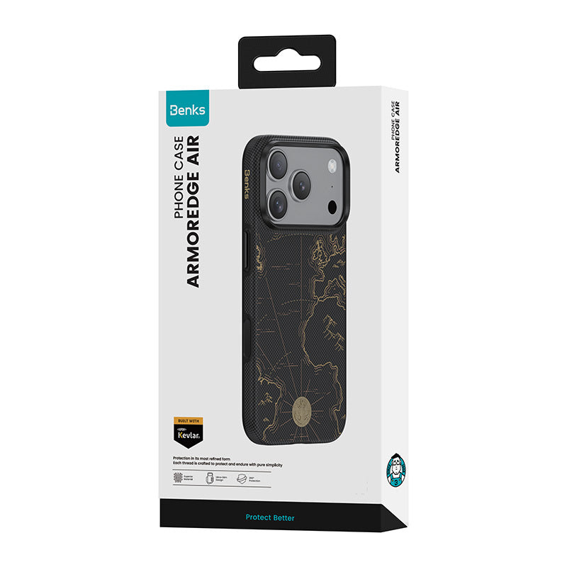 Aramid-Hülle für iPhone 18 Pro, Benks ArmorEdge X1 Air Navigator Kevlar MagSafe, Schwarz (9/12)