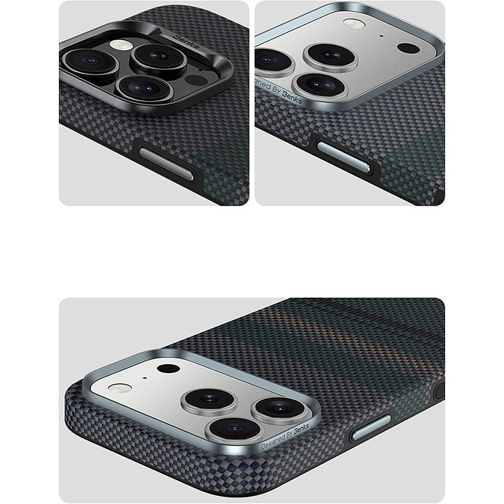 Aramid-Hülle für iPhone 18 Pro Max, Benks Magnetic Armor Pro Aurora Kevlar 600D MagSafe, Grün (6/13)
