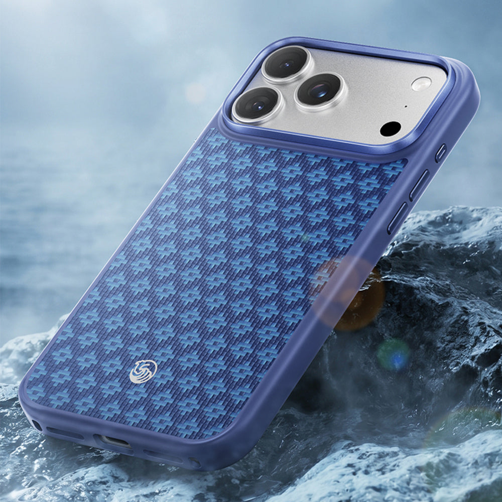 Aramid-Hülle für iPhone 18 Pro Max, Benks Magnetic Armor Air Armor Grid Kevlar Metal Frame 600D MagSafe, Blau (5/12)