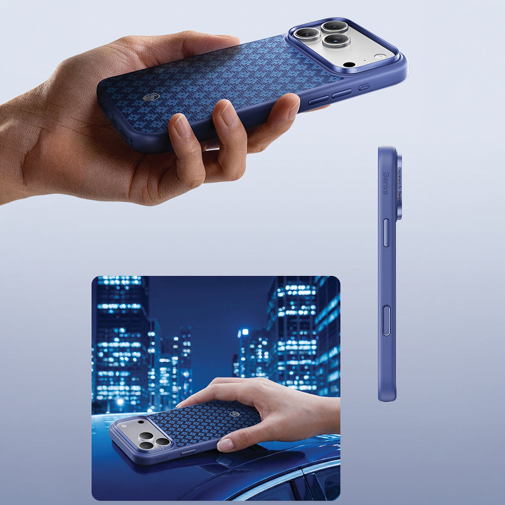 Aramid-Hülle für iPhone 18 Pro Max, Benks Magnetic Armor Air Armor Grid Kevlar Metal Frame 600D MagSafe, Blau (8/12)