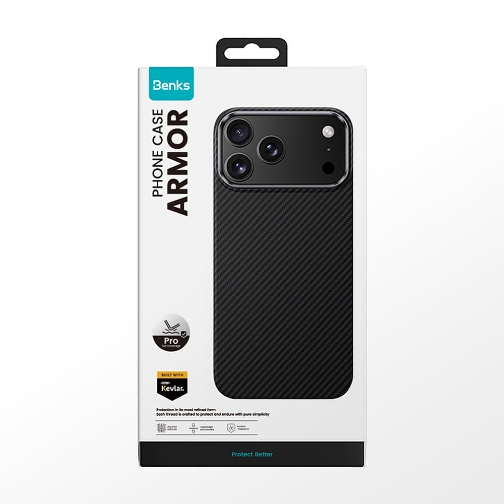 Aramid-Hülle für iPhone 18 Pro Max, Benks Magnetic Armor Pro Kevlar Metal Frame 600D MagSafe, Schwarz (13/13)