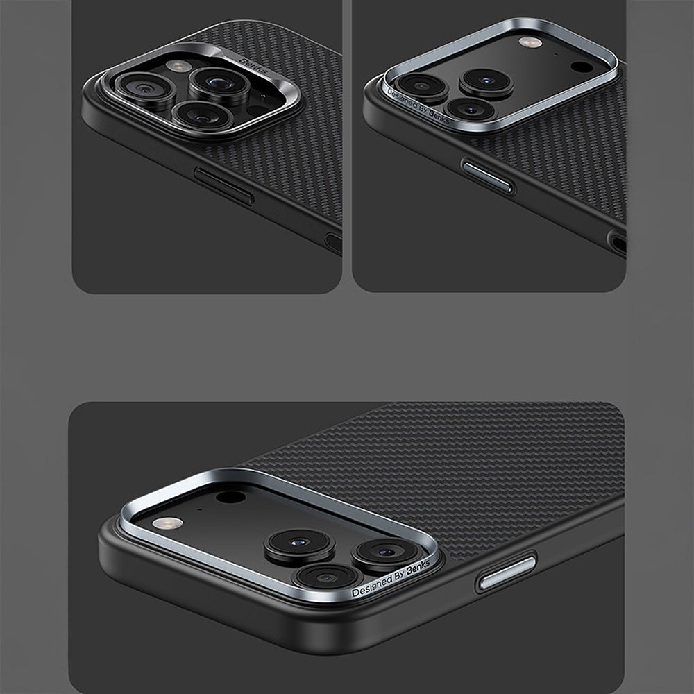 Aramid-Hülle für iPhone 18 Pro Max, Benks Magnetic Armor Pro Kevlar Metal Frame 600D MagSafe, Schwarz (9/13)