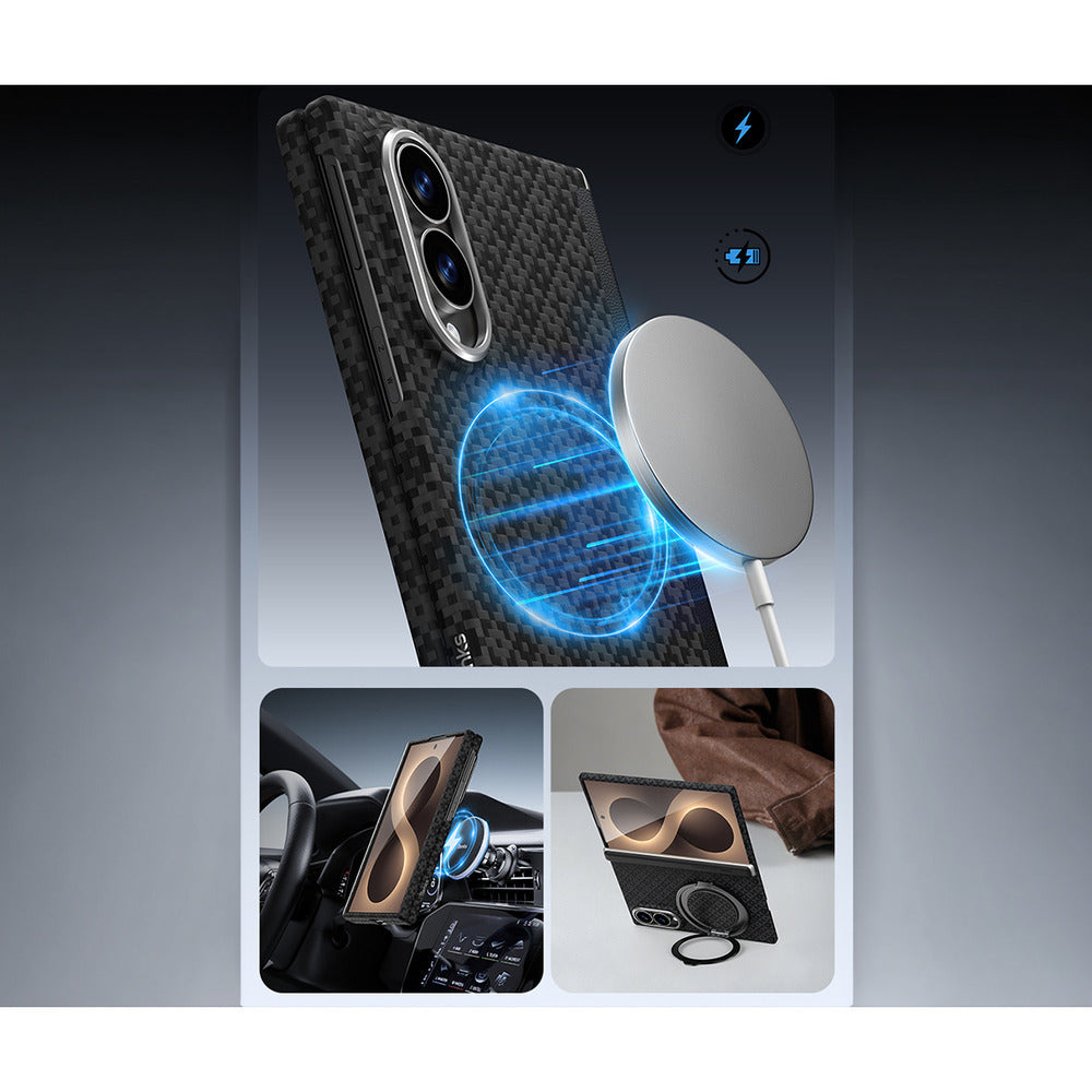 Aramid-Hülle für Samsung Galaxy Z Fold 8, Benks Magnetic Armor Grid Air Grand Combo MagSafe, Schwarz (11/13)