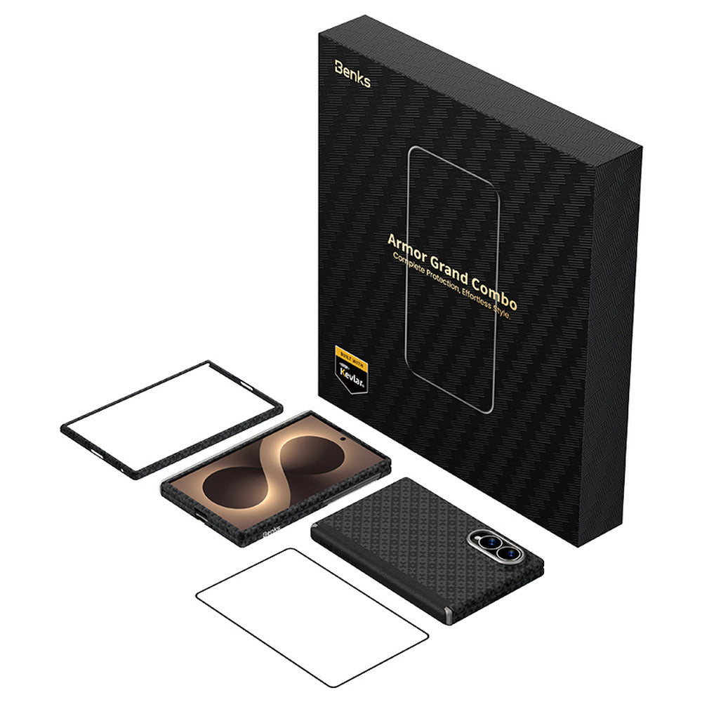 Aramid-Hülle für Samsung Galaxy Z Fold 8, Benks Magnetic Armor Grid Air Grand Combo MagSafe, Schwarz (13/13)
