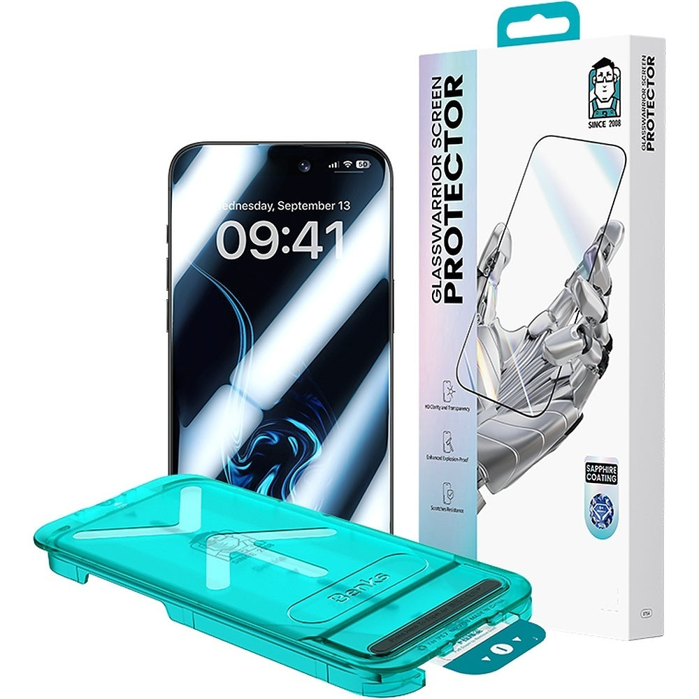 Panzerglas für iPhone 18 Pro, Benks Glass Warrior Sapphire Coating, Schwarz (15/16)
