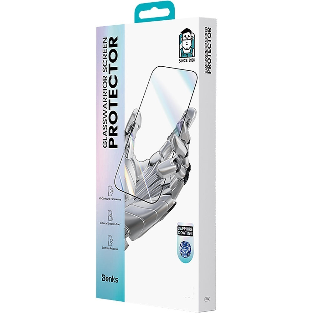 Panzerglas für iPhone 18 Pro, Benks Glass Warrior Sapphire Coating, Schwarz (16/16)