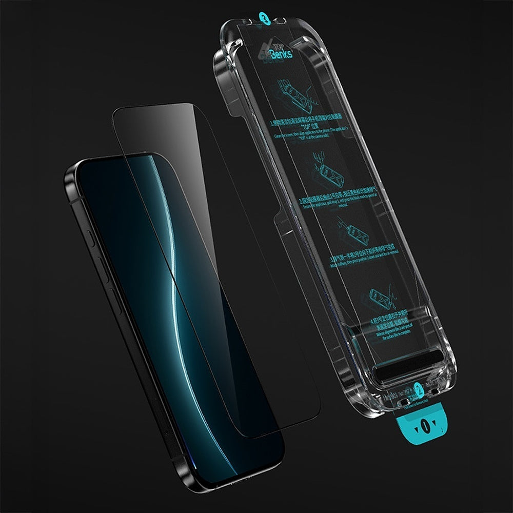 Panzerglas für iPhone 18 Pro, Benks Glass Warrior Sapphire Coating, Schwarz (7/16)