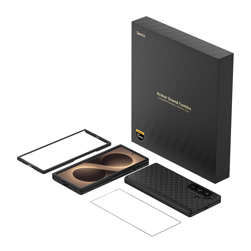 Aramid-Hülle für Samsung Galaxy Z Fold 8 Ultra, Benks Magnetic Armor Grid Pro Grand Combo MagSafe, Schwarz (1/14)