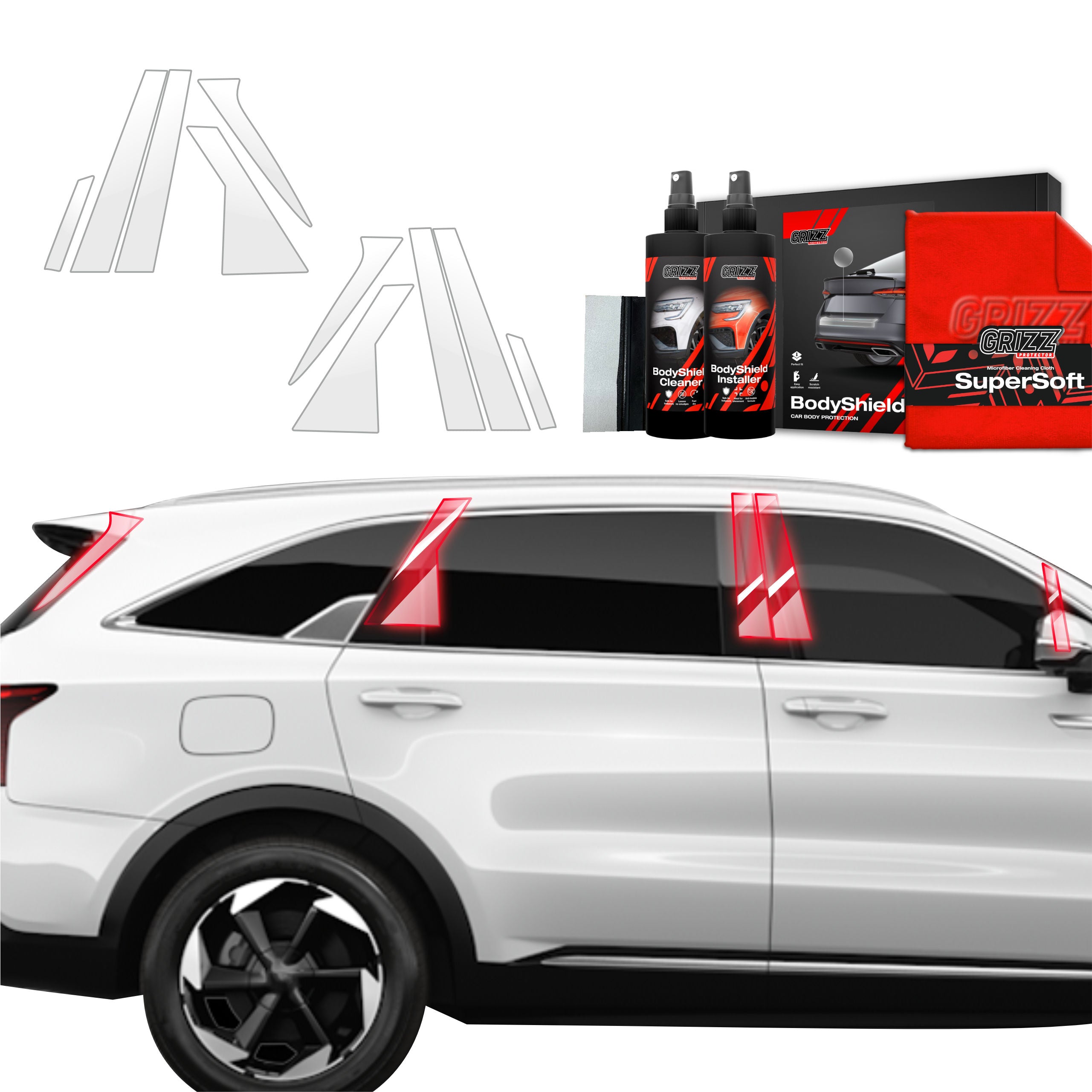 10in1 Schutzfolie Grizz Protector für A-B-C-Säule - Kia Sorento (2023-2026)