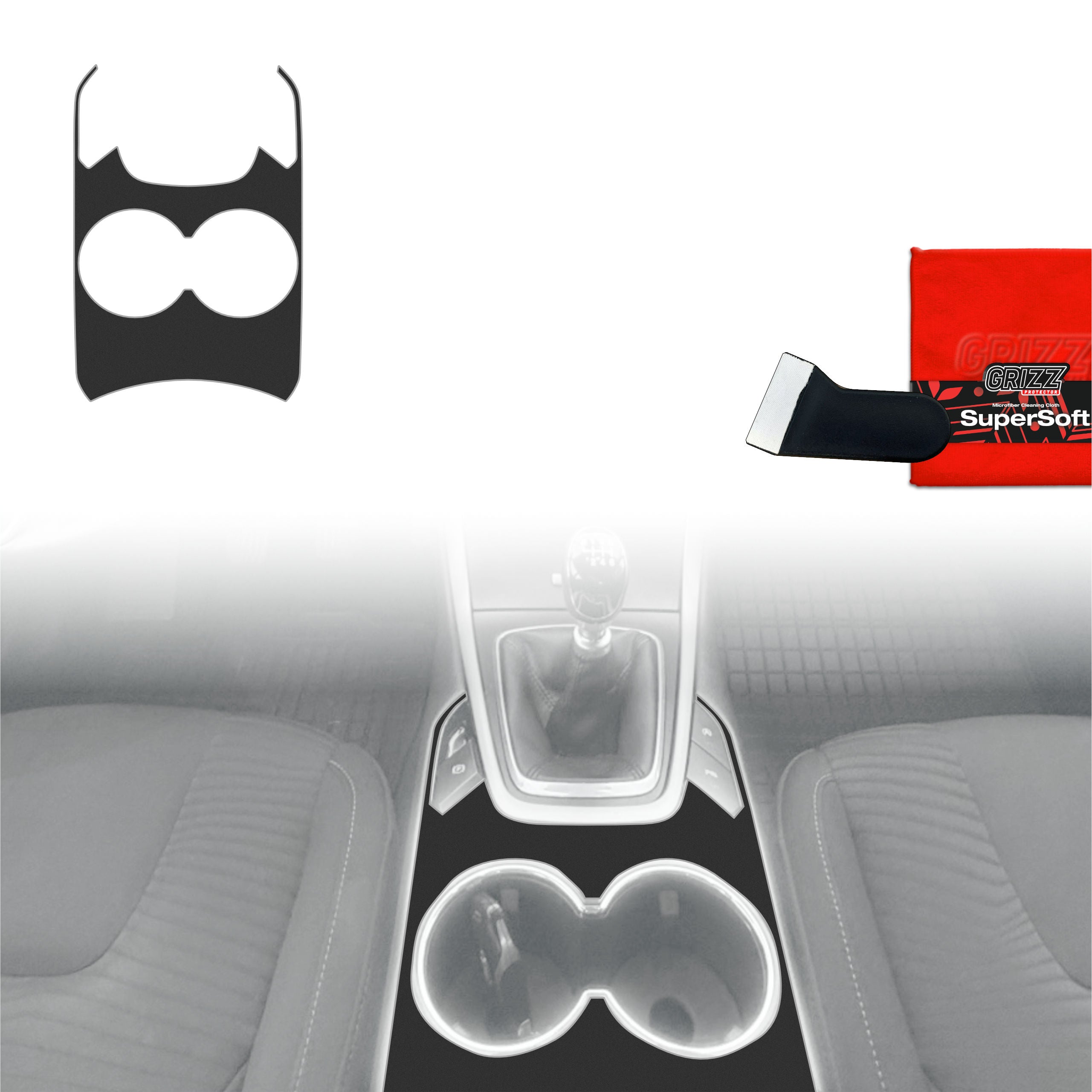 Schutzfolien Grizz Protector für Mittelkonsole - Ford S-Max MK2 (2015-2023) Schwarz Matt Antifingerprint