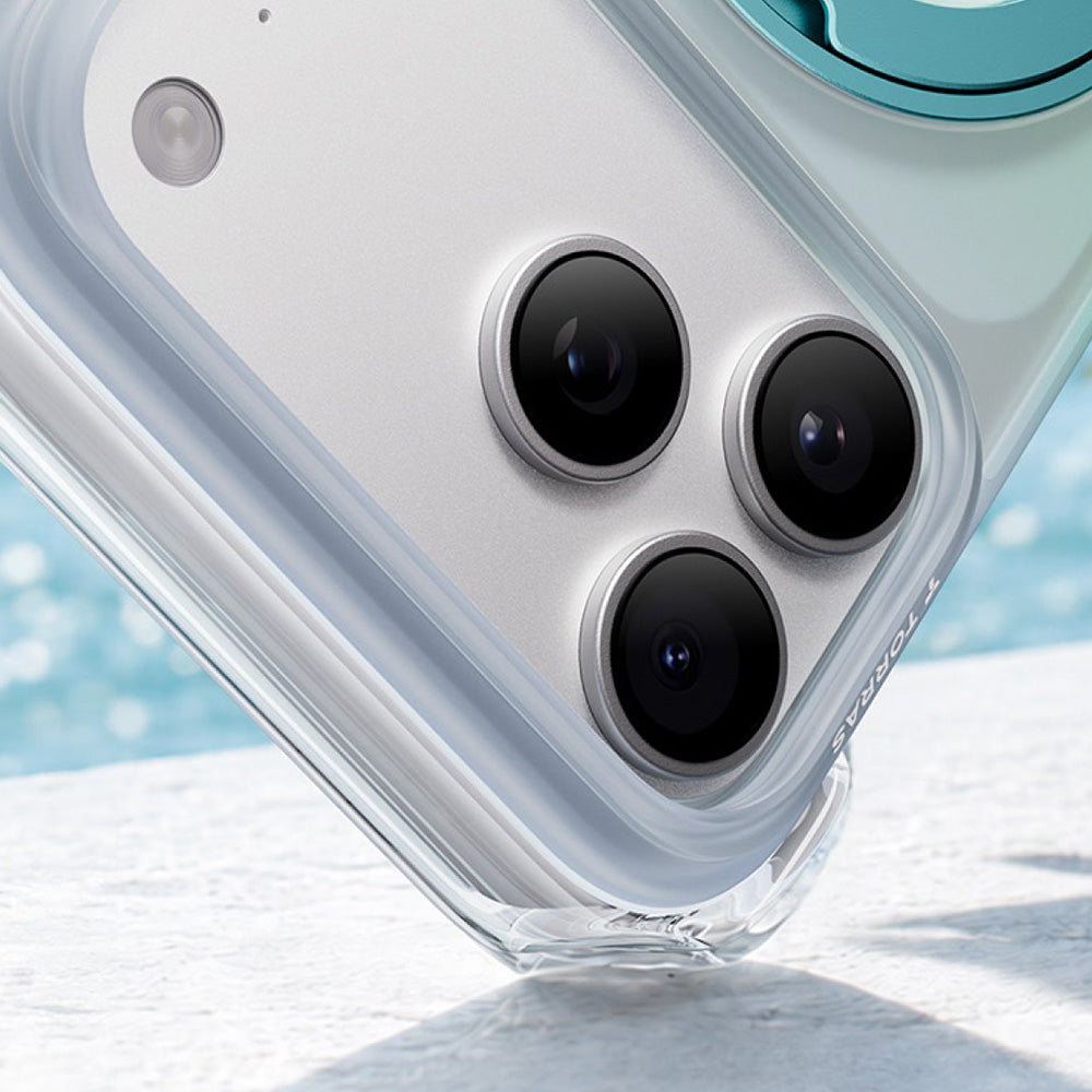 Handyhülle für iPhone 18 Pro / 17 Pro, Torras Ostand O3 Air Gradient für MagSafe, Green-Blue (6/9)