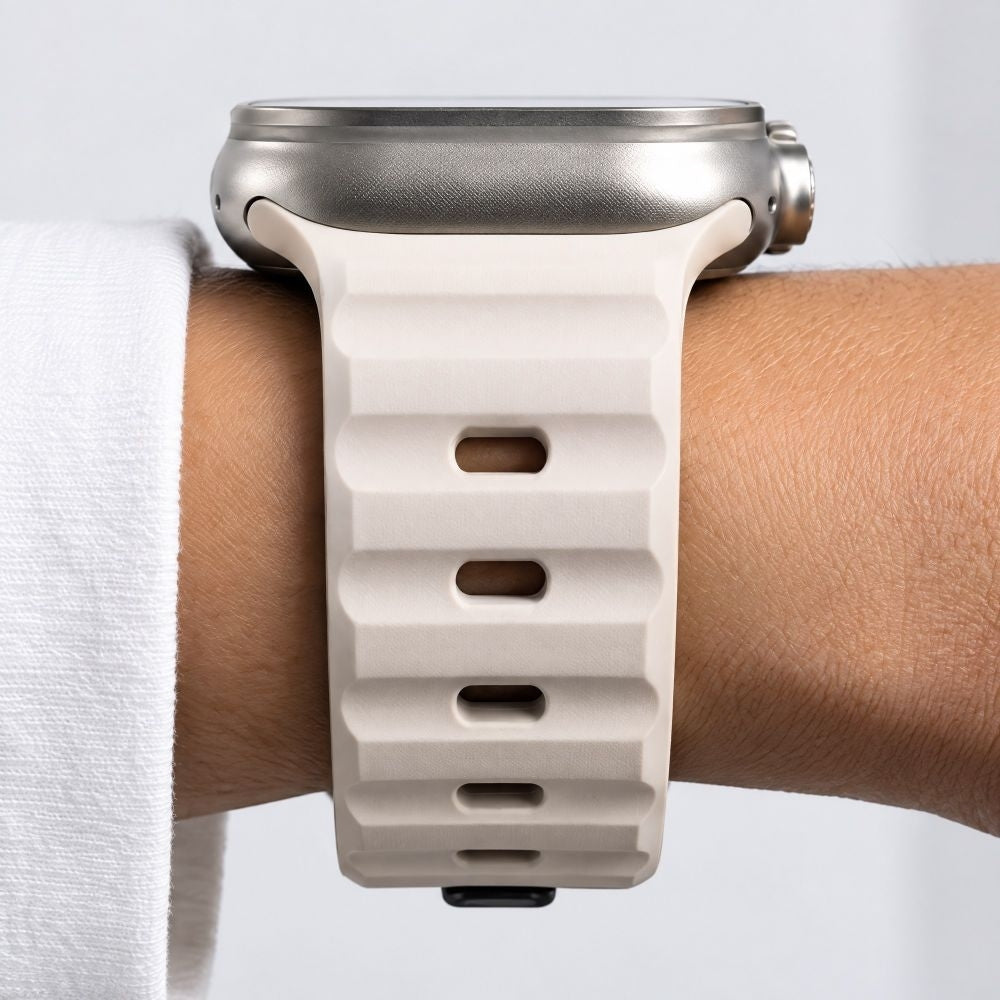 Armband für Apple Watch 49/46/45/44 mm, Tech-Protect Silicone Line, Beige (6/8)