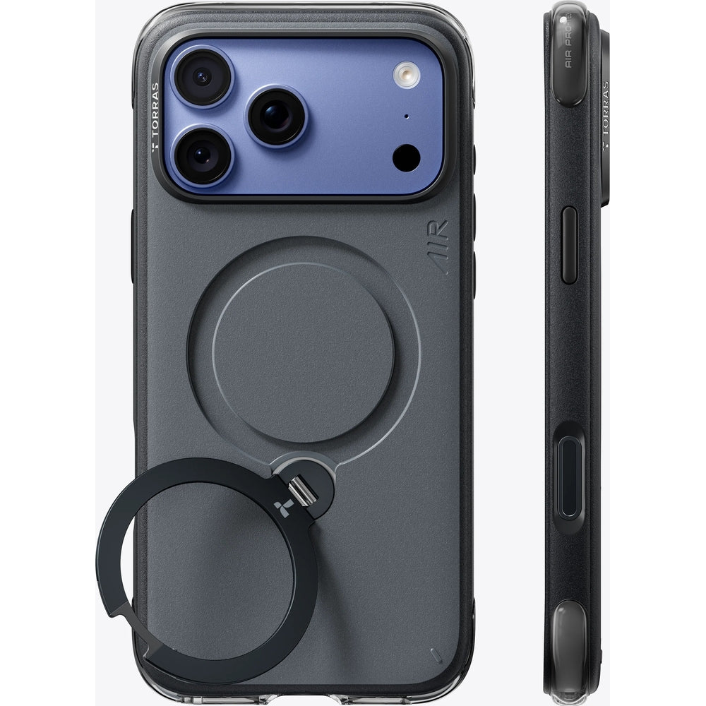 Handyhülle für iPhone 18 Pro Max / 17 Pro Max, Torras Ostand Q3 Air Essential mit MagSafe, Schwarz (7/9)