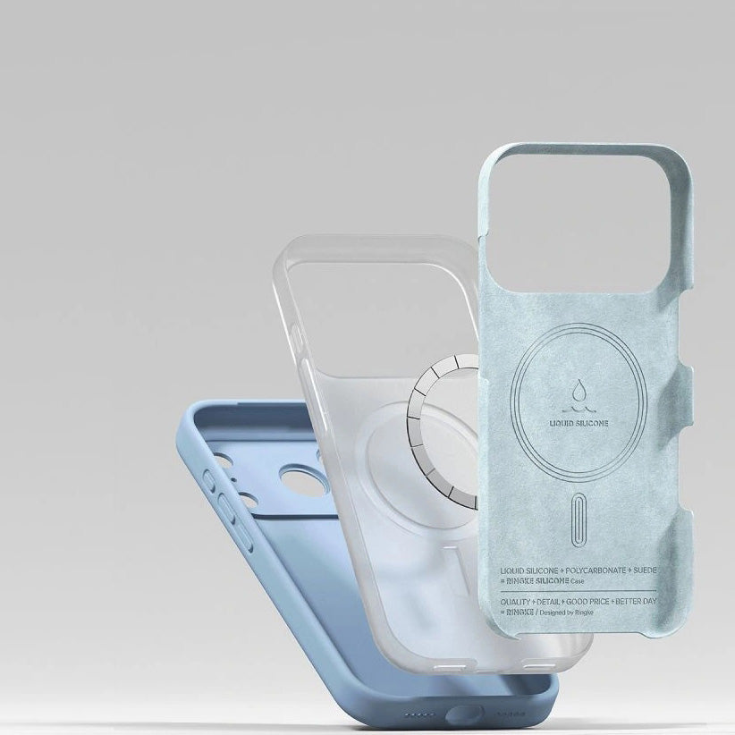 Handyhülle für iPhone 18 Pro Max, Ringke Silicone CC Magnetic mit MagSafe, Hellblau (6/9)