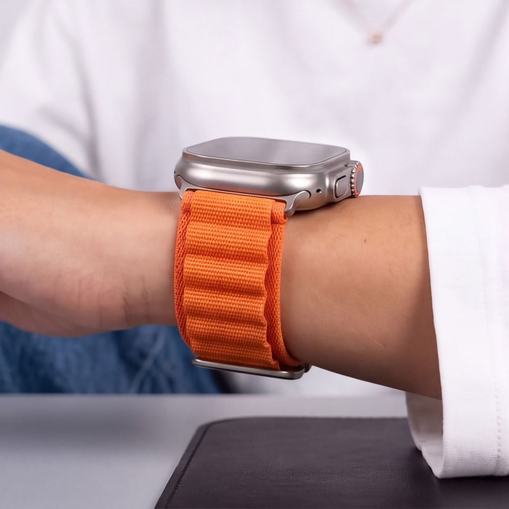 Armband für Apple Watch 49/46/45/44 mm, Tech Protect Nylon Pro, Orange (6/8)