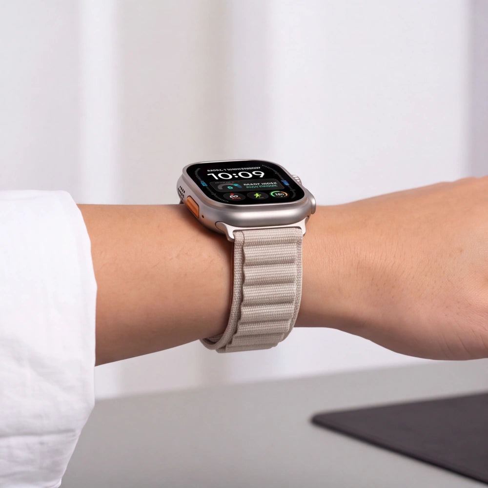 Armband für Apple Watch 49/46/45/44 mm, Tech Protect Nylon Pro, Beige (7/9)