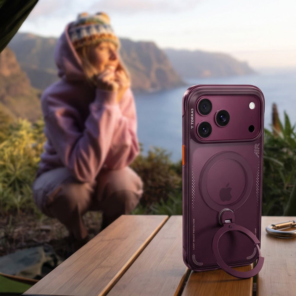 Handyhülle mit 360° drehbarem Standfuß für iPhone 18 Pro Max / 17 Pro Max, Torras Ostand Q3 Air mit MagSafe, Violett (6/11)