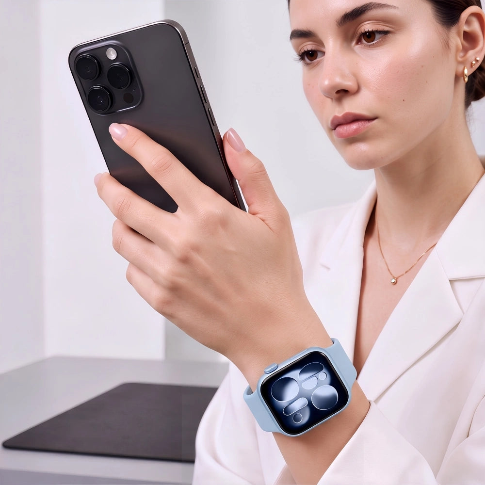 Armband für Apple Watch 42/41/40/38 mm, Tech-Protect Silicone, Hellblau (7/9)