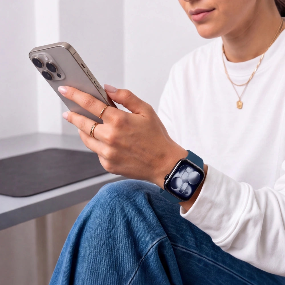 Armband für Apple Watch 42/41/40/38 mm, Tech-Protect Silicone, Dunkelblau (6/9)