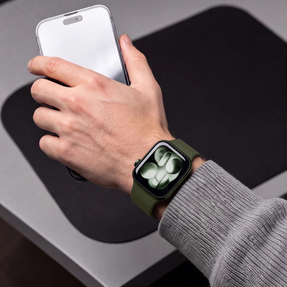 Armband für Apple Watch 49/46/45/44 mm, Tech-Protect Silicone, Dunkelgrün (6/8)