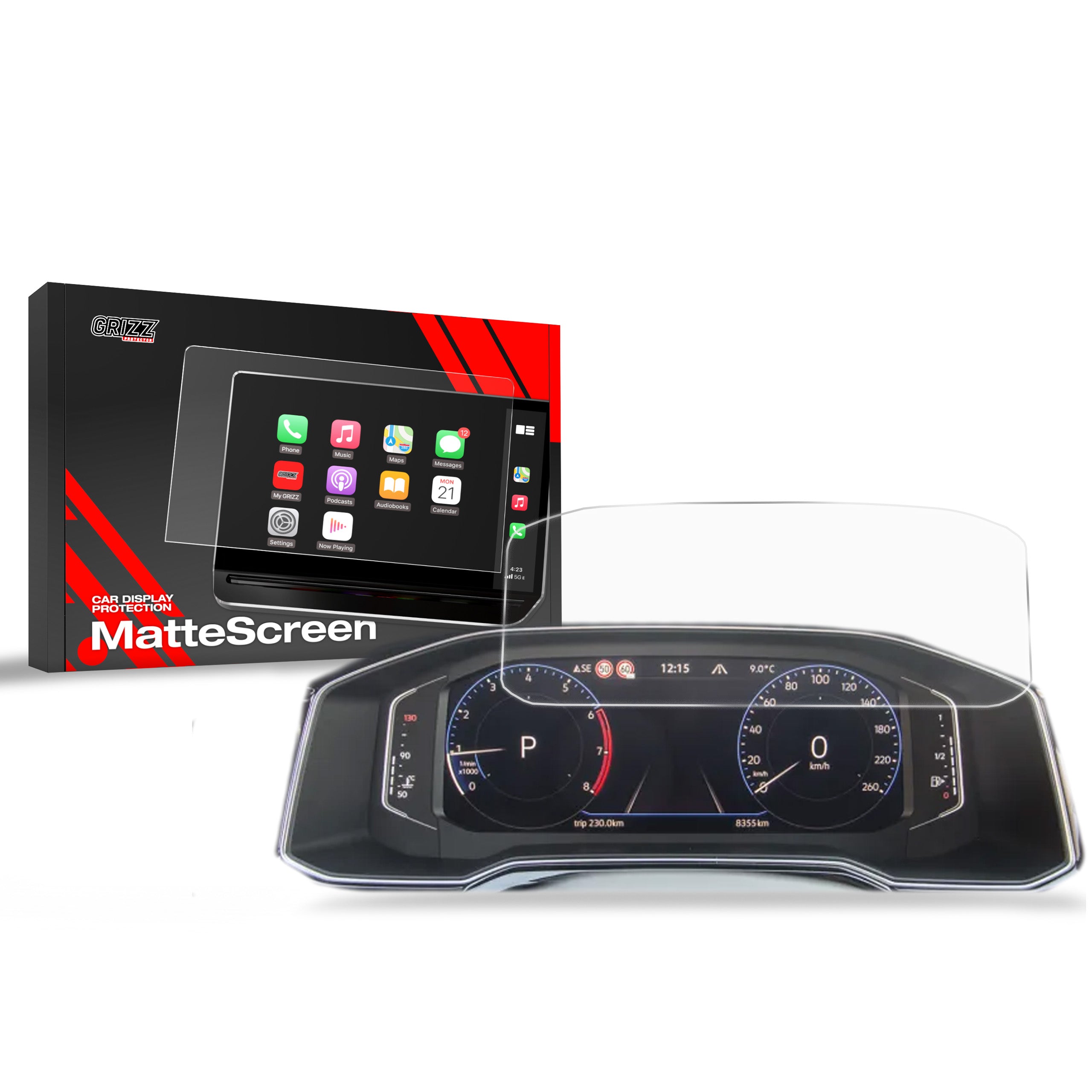 Matte Autodisplayfolie für Volkswagen T-Cross Digital Cockpit Pro 10,25" (2019-2026), Grizz Protector