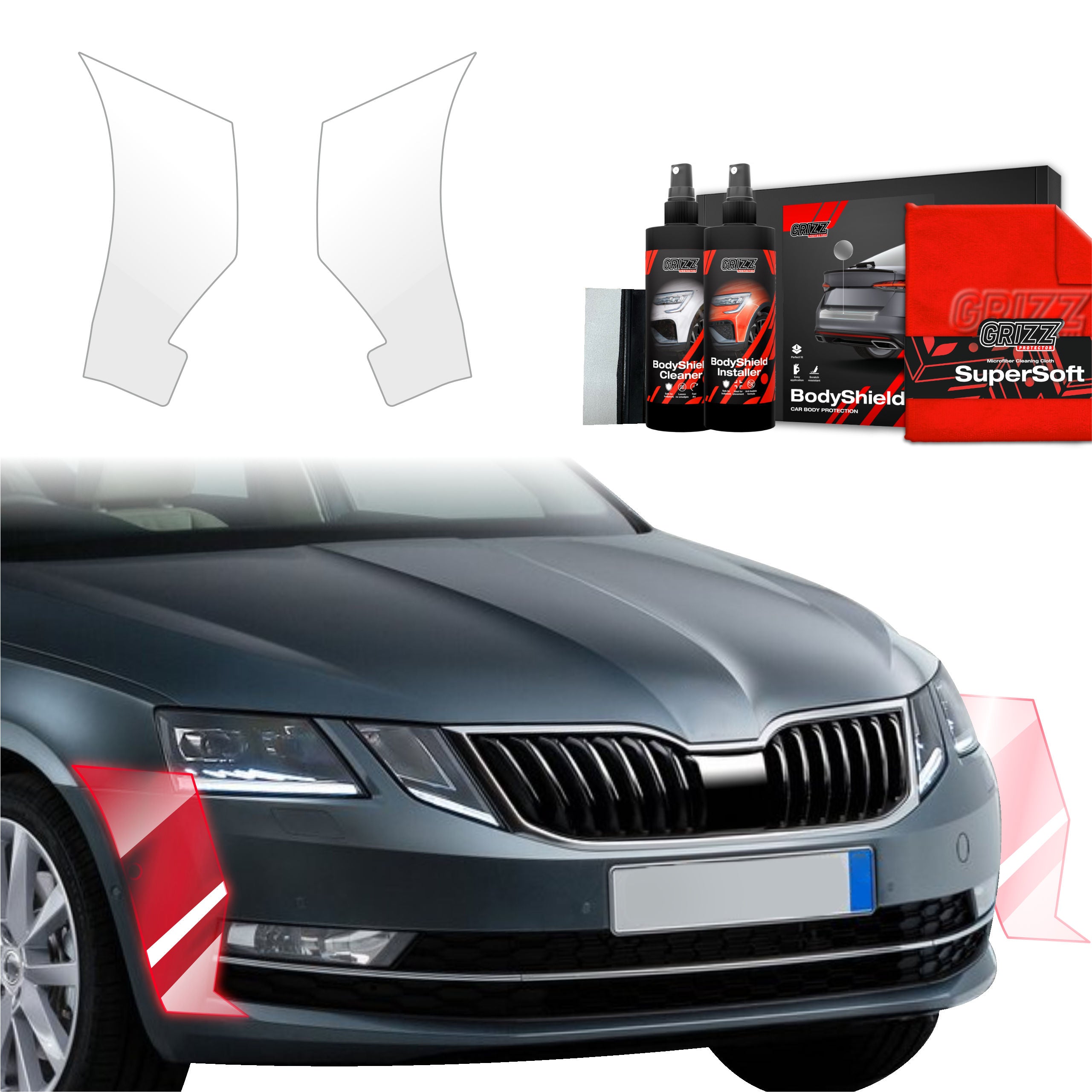 2in1 Schutzfolie Grizz Protector für Stoßstange - Skoda Octavia 3 (2017-2020)