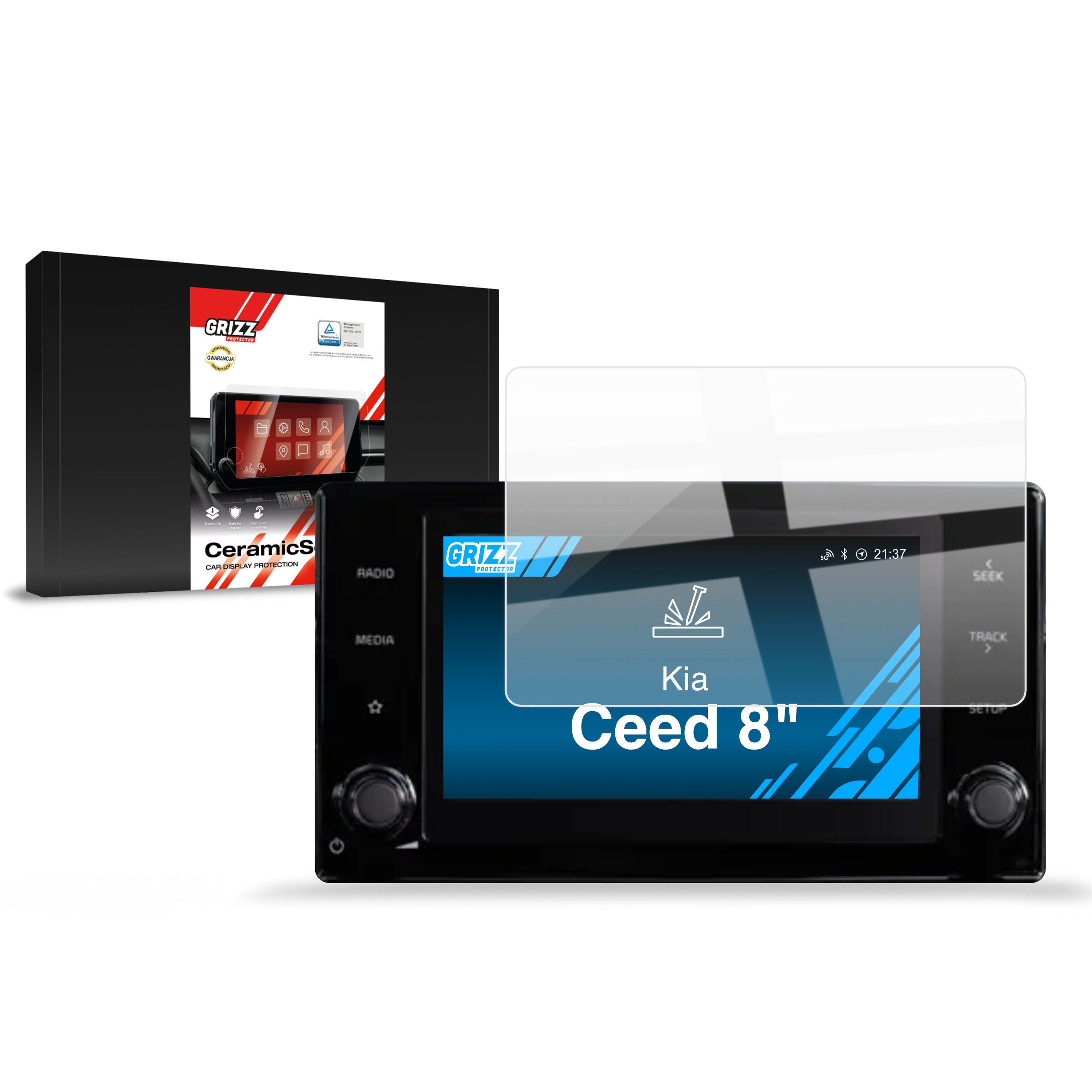 Keramische Autodisplayfolie für Kia Ceed 8" (2018-2024), Grizz Protector