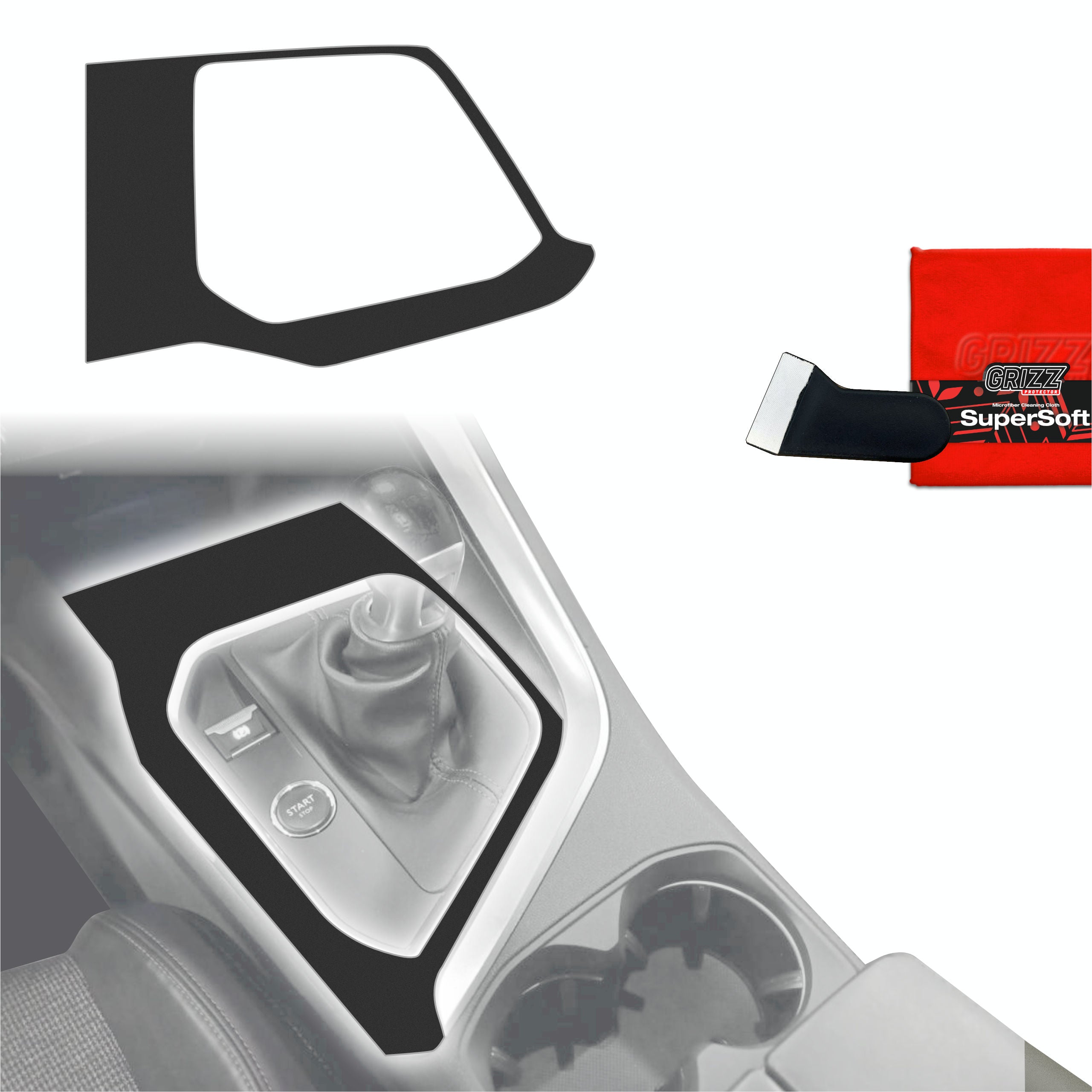 Schutzfolien Grizz Protector für Mittelkonsole - Peugeot 3008 (2016-2020) Schwarz Matt Antifingerprint