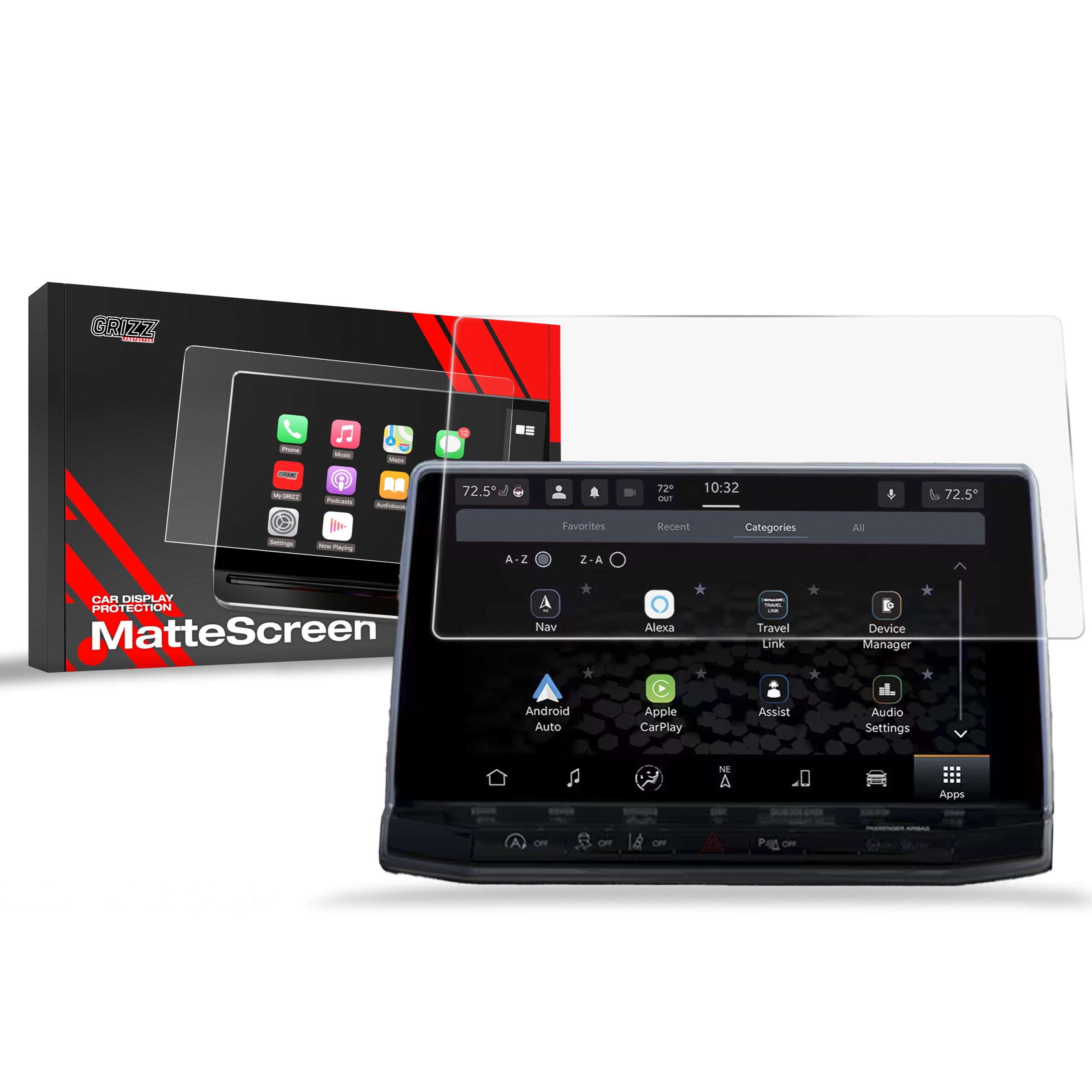 Matte Autodisplayfolie für Jeep Compass 10,2" (2020-2024), Grizz Protector