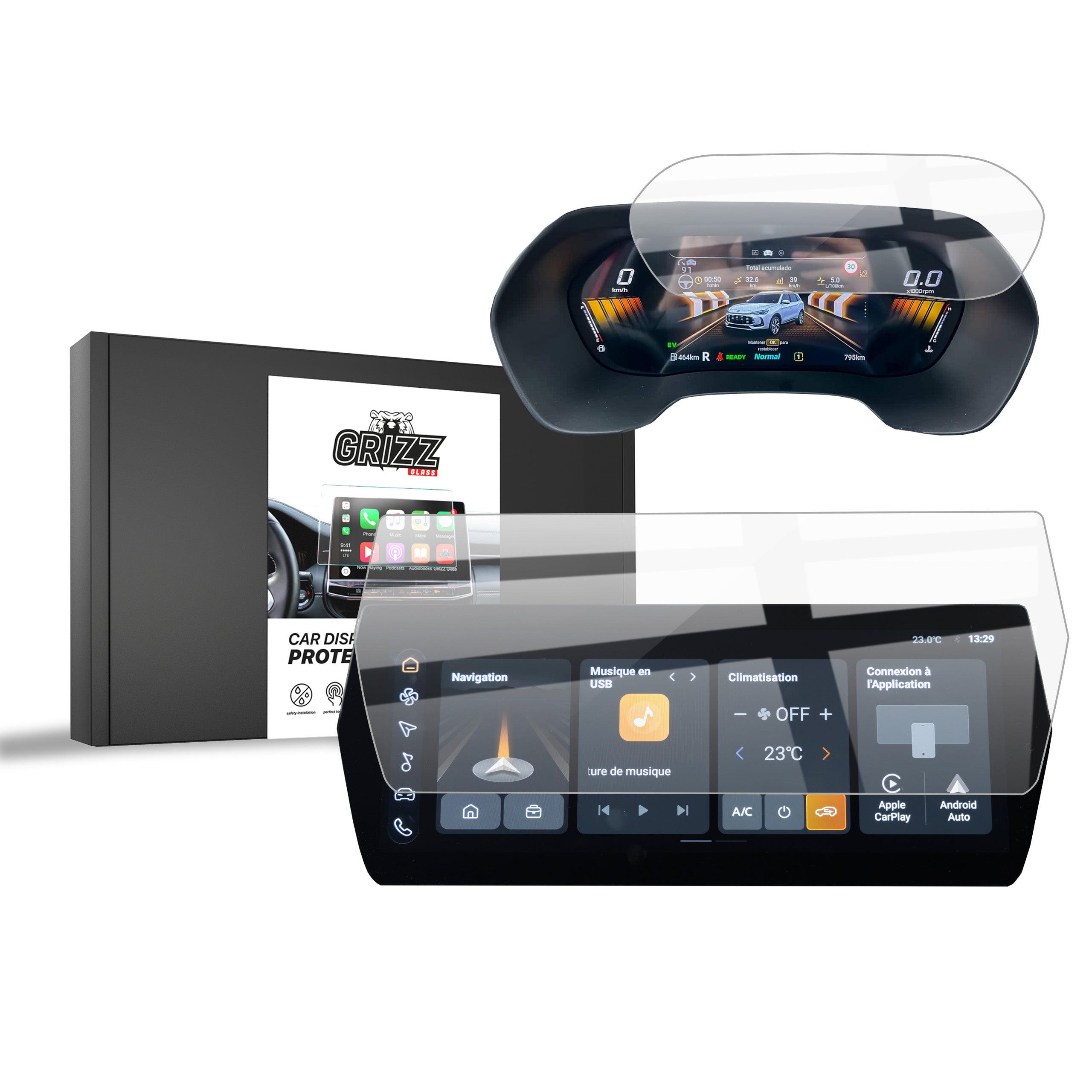 Keramische Autodisplayfolie 2in1 für MG ZS 12,3" (2024-2026), Grizz Protector