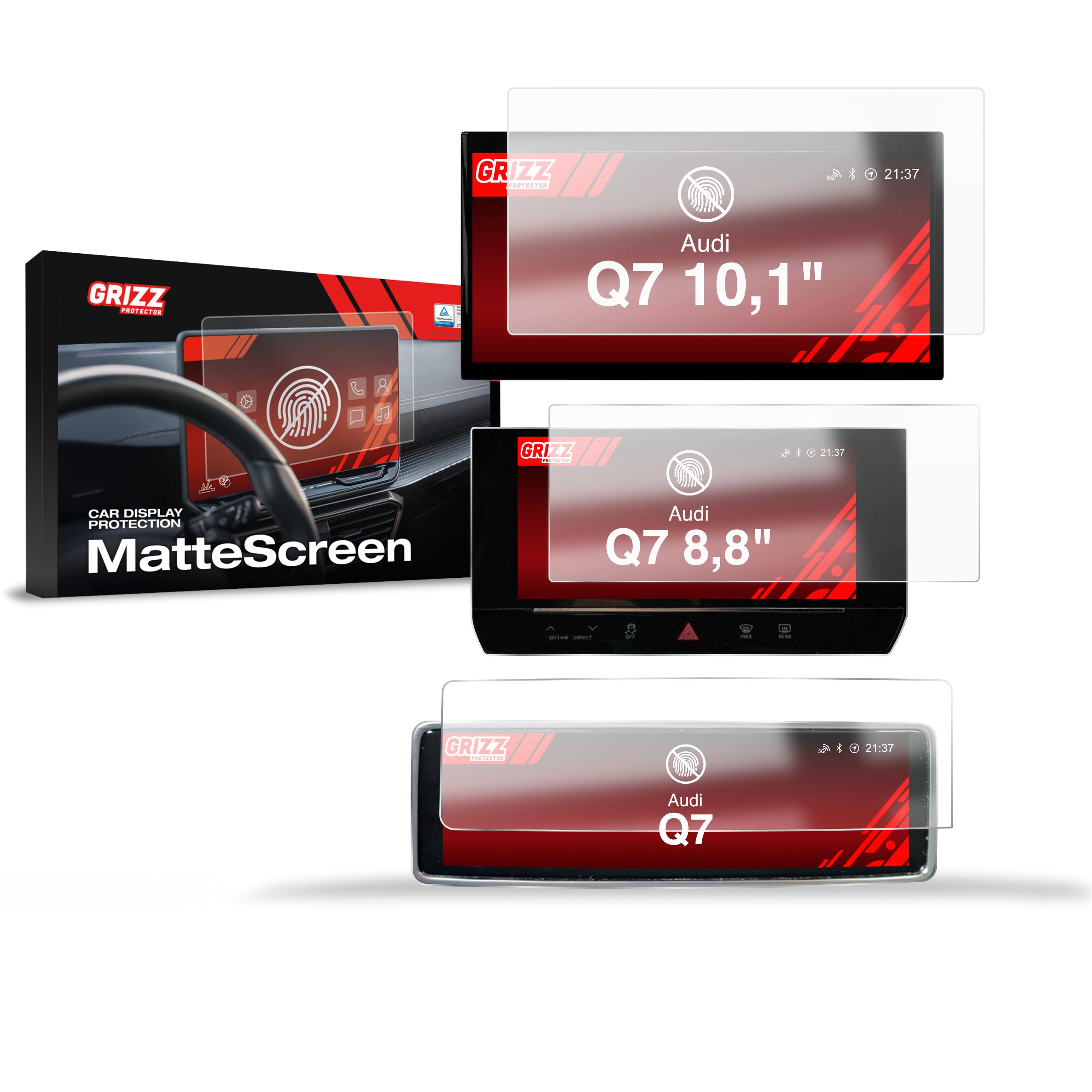 Matte Autodisplayfolie 3in1 für Audi Q7 (2019-2026), Grizz Protector