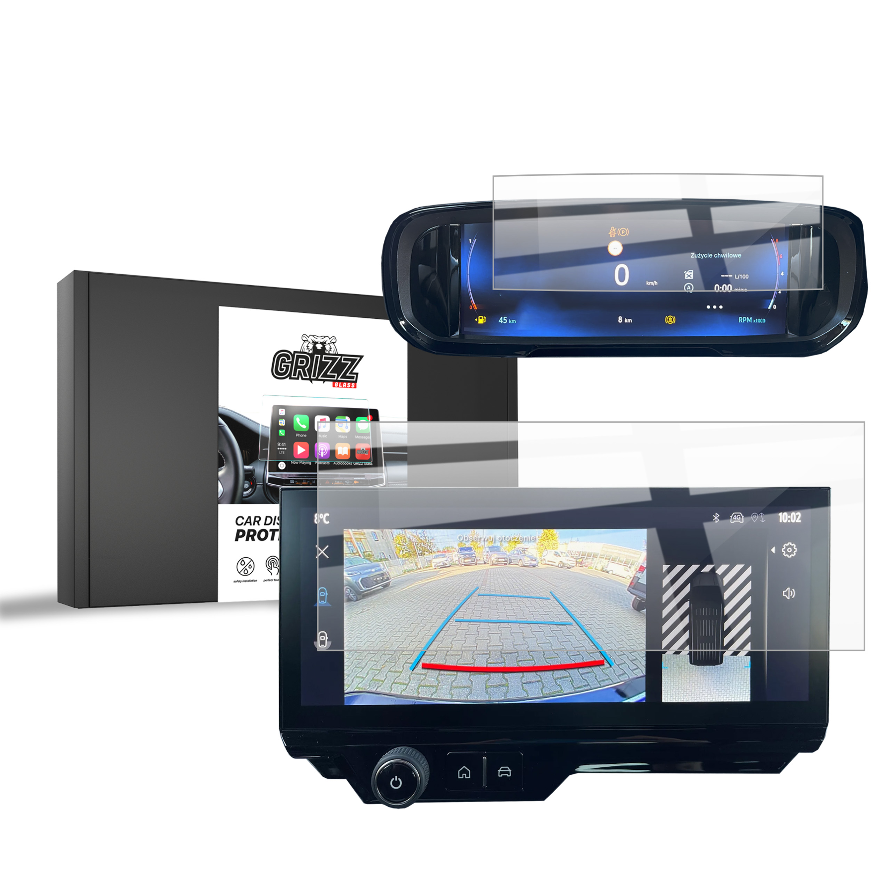 Keramische Autodisplayfolie 2in1 für Peugeot Partner 3 10" (2023-2025), Grizz Protector