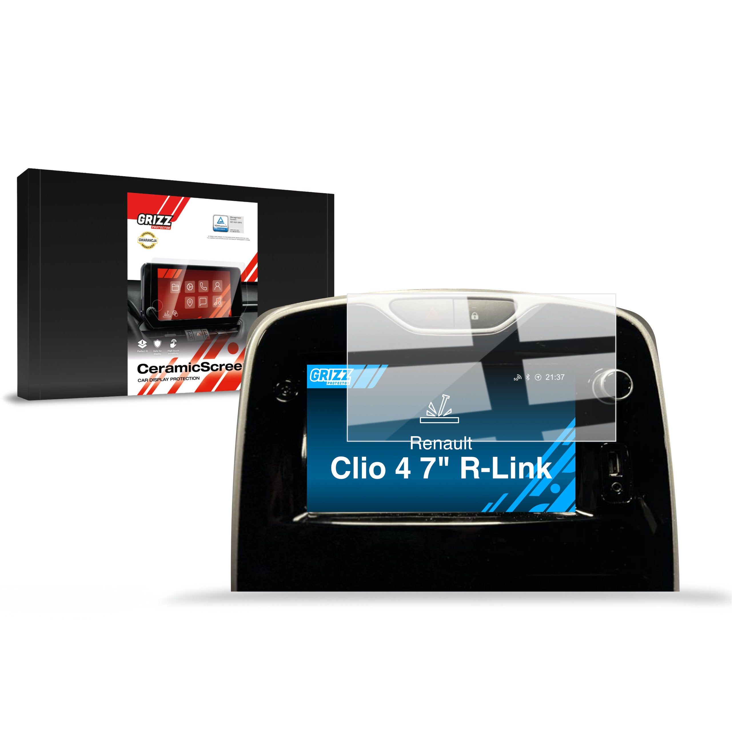 Keramische Autodisplayfolie für Renault Clio 4 7" R-link (2012-2018), Grizz Protector