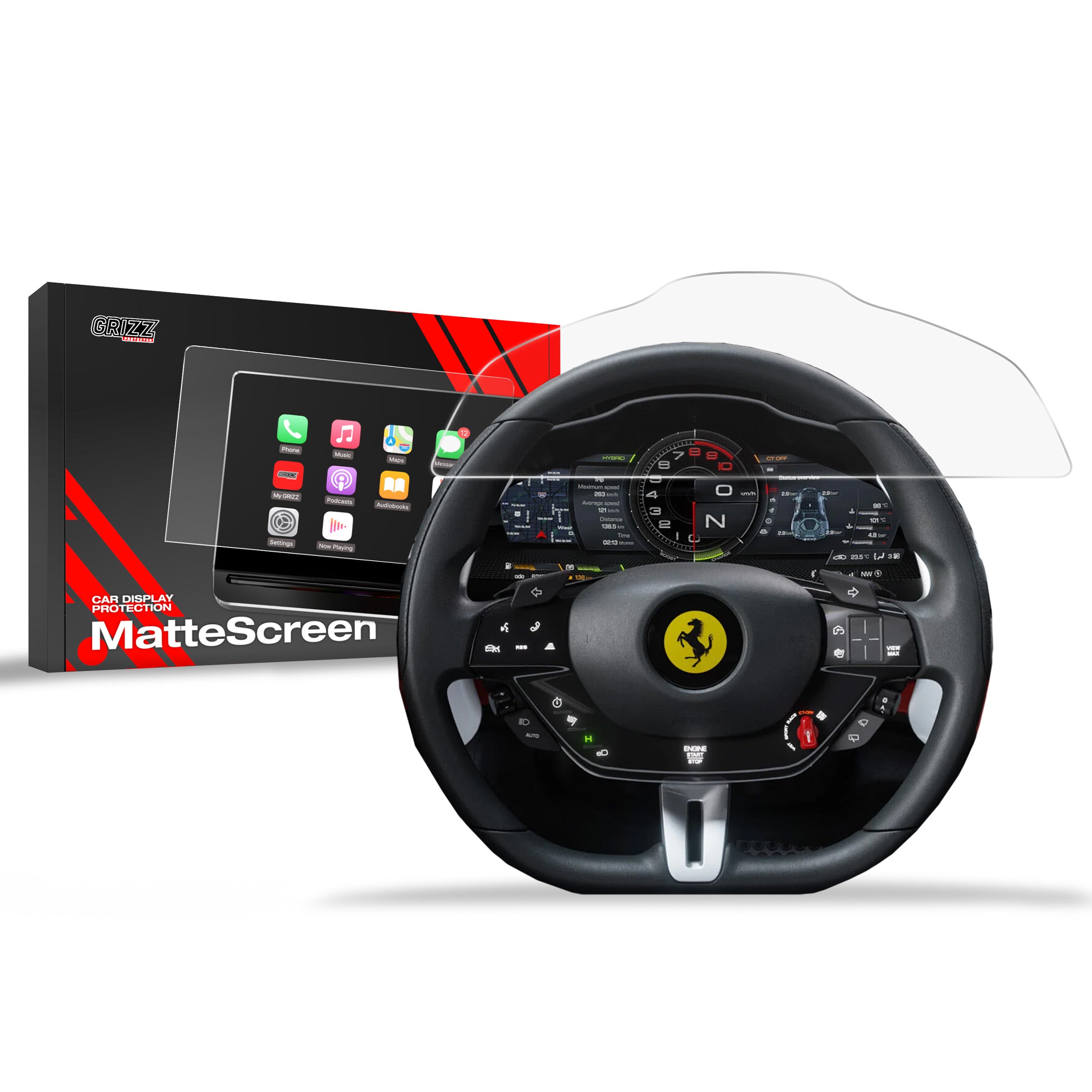 Matte Autodisplayfolie für Ferrari SF90 Stradale (2020-2026), Grizz Protector
