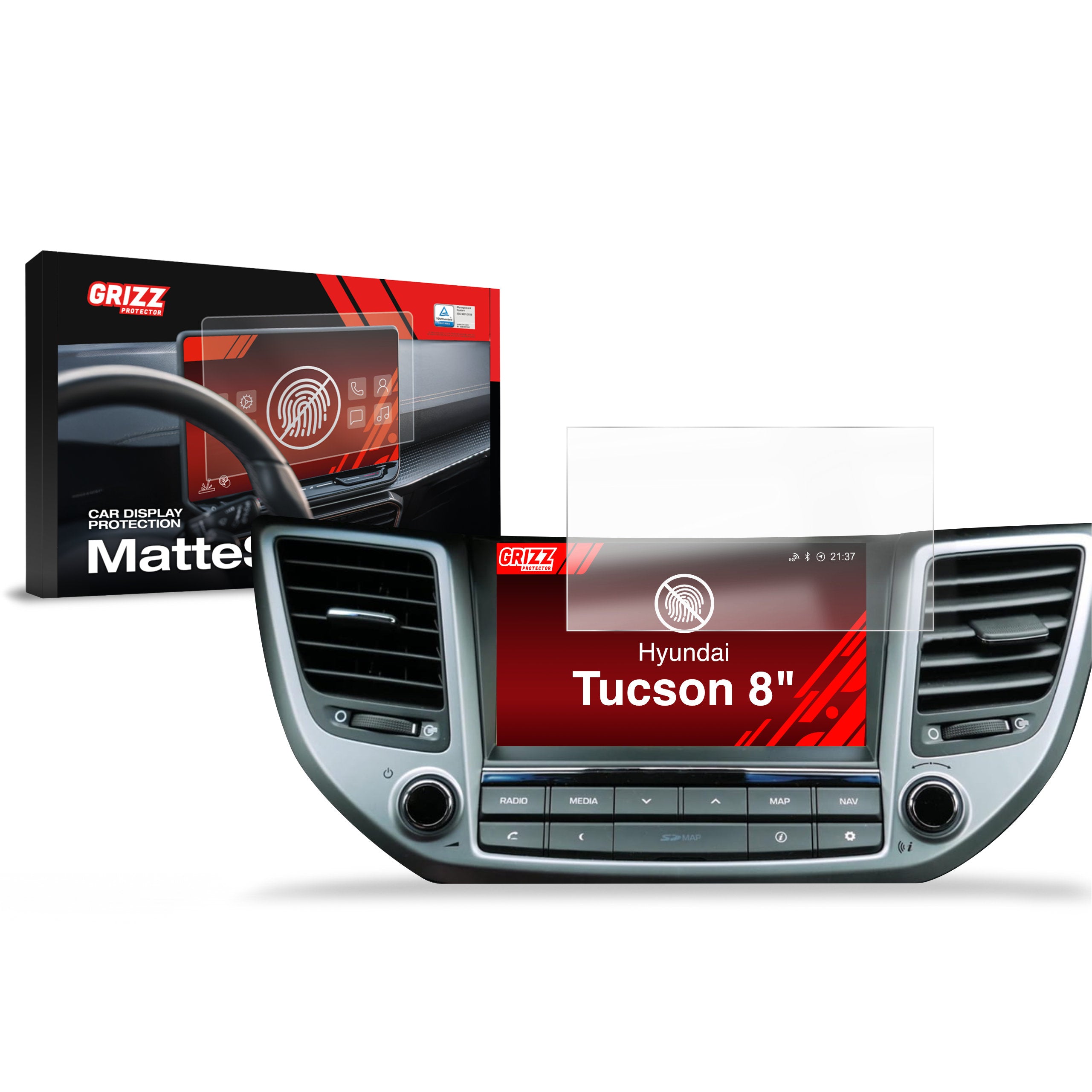 Matte Autodisplayfolie für Hyundai Tucson (2015-2019), Grizz Protector