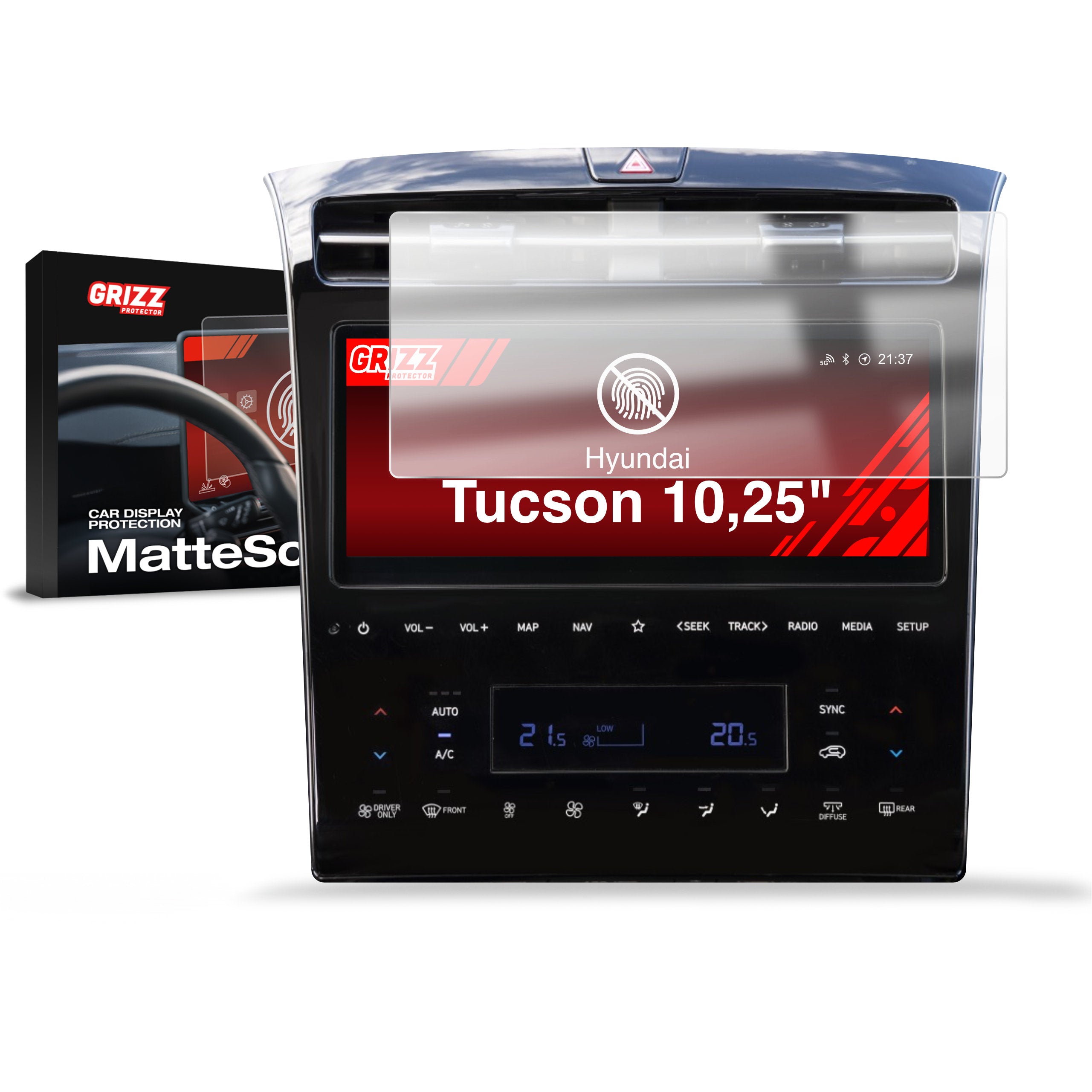 Matte Autodisplayfolie für Hyundai Tucson 10,25" (2020-2024), Grizz Protector
