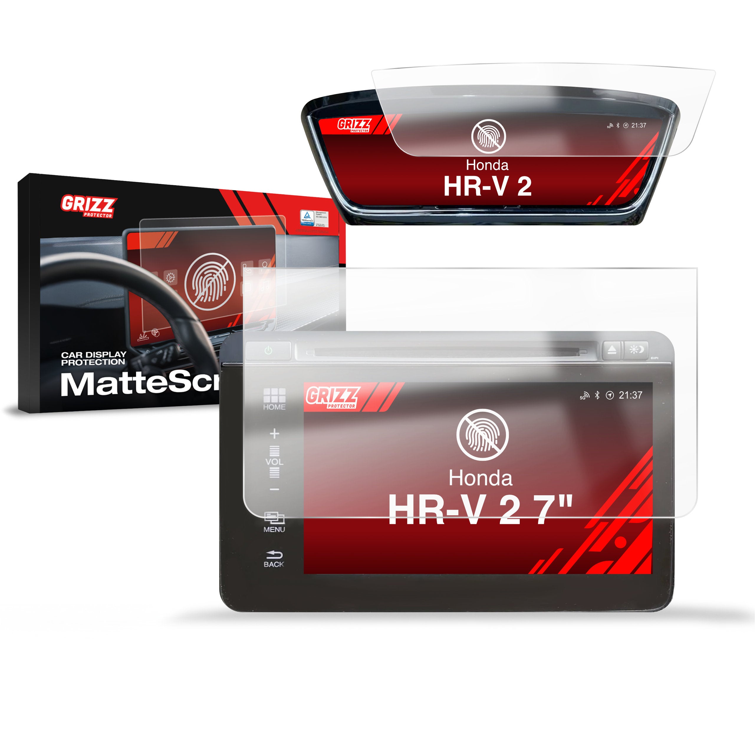 Matte Autodisplayfolie 2in1 für Honda HR-V 2 (2015-2018), Grizz Protector