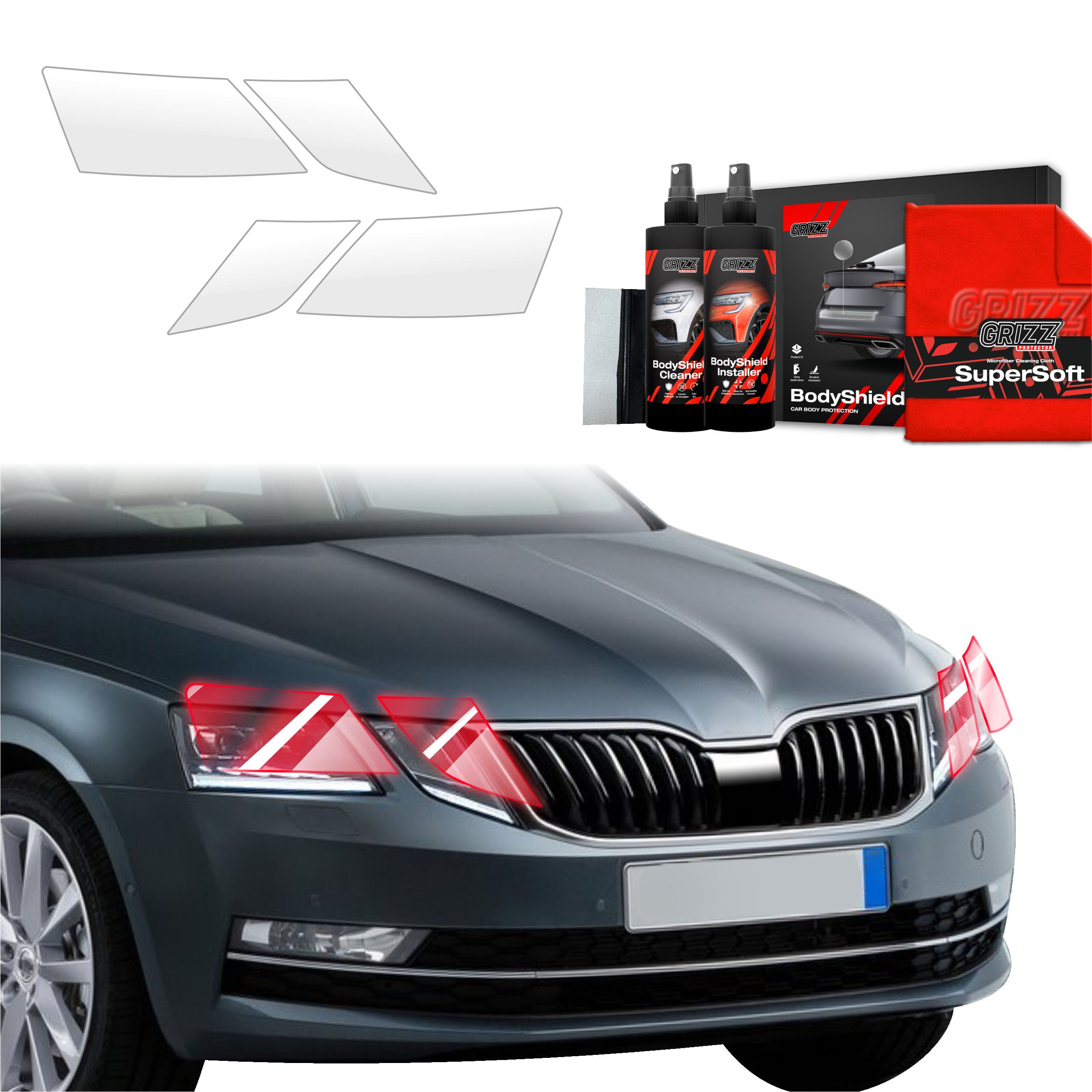 2in1 Schutzfolie Grizz Protector für Scheinwerfer - Skoda Octavia 3 (2017-2020)