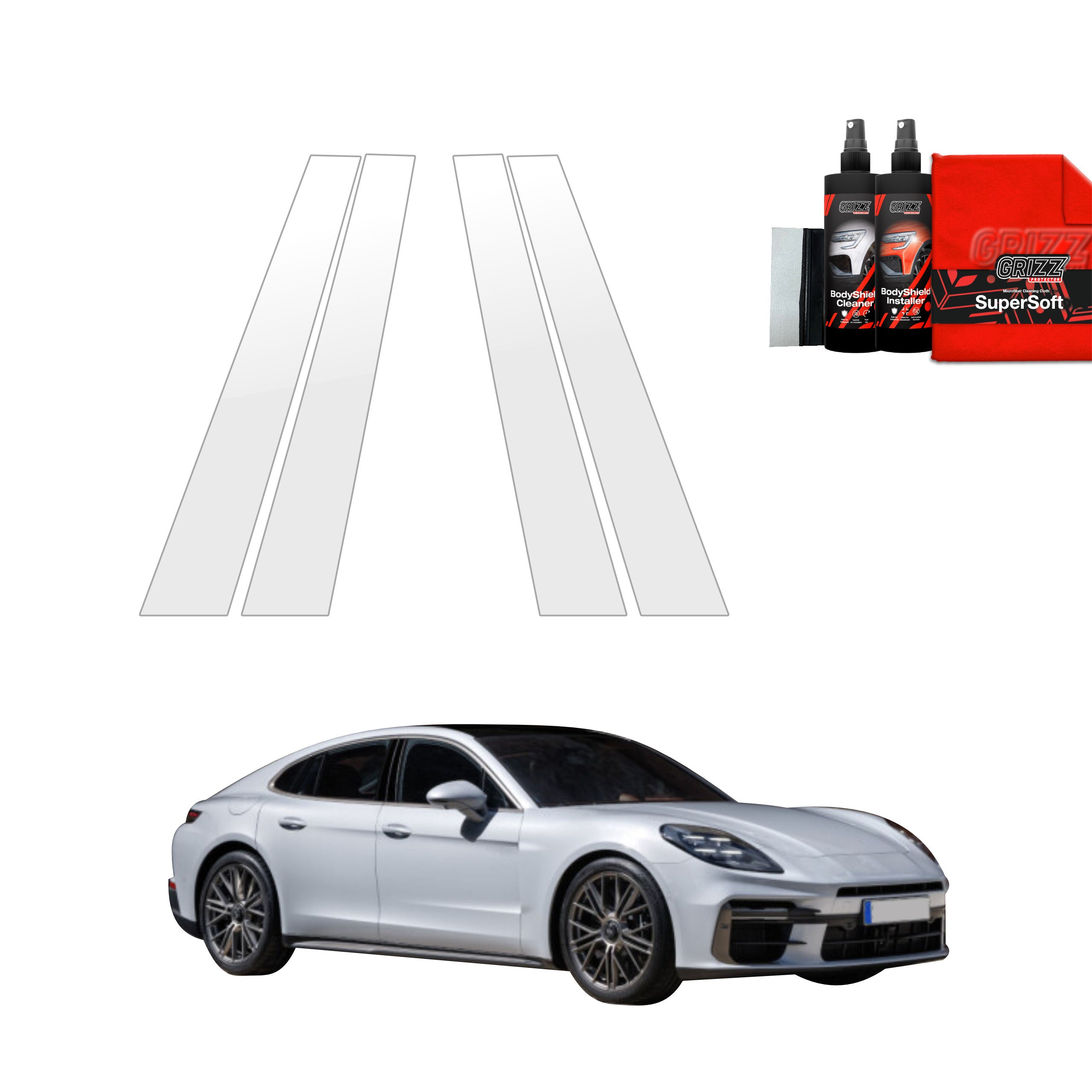 4in1 Schutzfolie Grizz Protector für A-B-C-Säule - Porsche Panamera 2 (2016-2024)