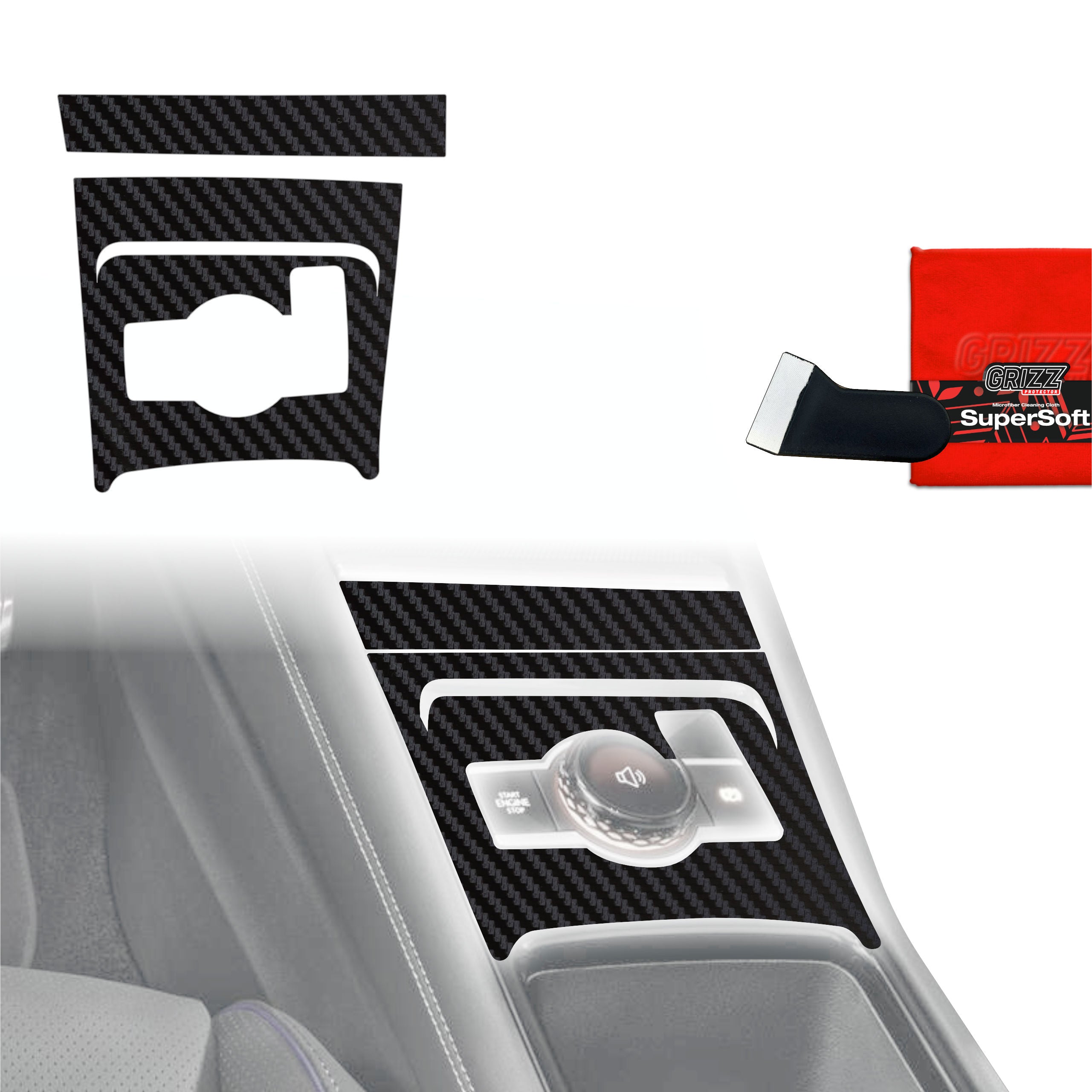 2in1 Schutzfolien Grizz Protector für Mittelkonsole - Volkswagen Tiguan 3 (2024-2026) Carbon Optik Matt Antifingerprint