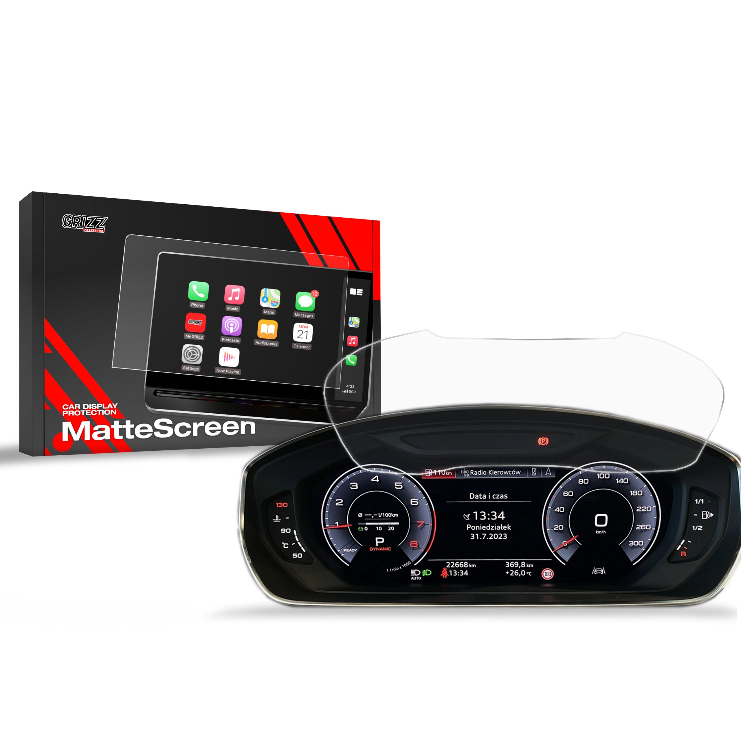 Matte Autodisplayfolie für Audi Q3 Virtual Cockpit 10,25" (2020-2025), Grizz Protector